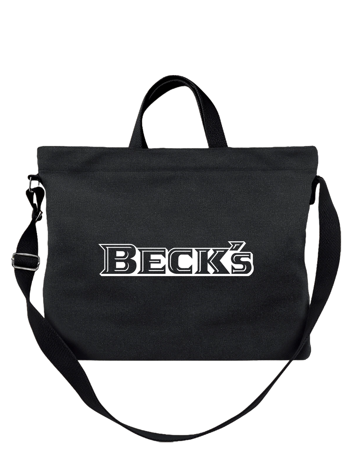 Сумка Becks чёрная с принтом — винтажная этикетка — Чёрная, фото 1