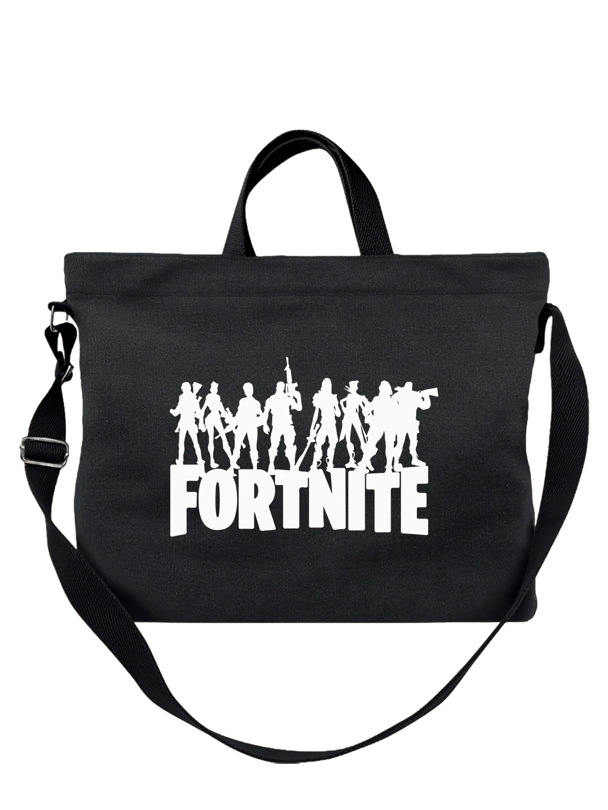 Сумка Fortnite чёрная с принтом — монохромный принт — Чёрная, фото 1