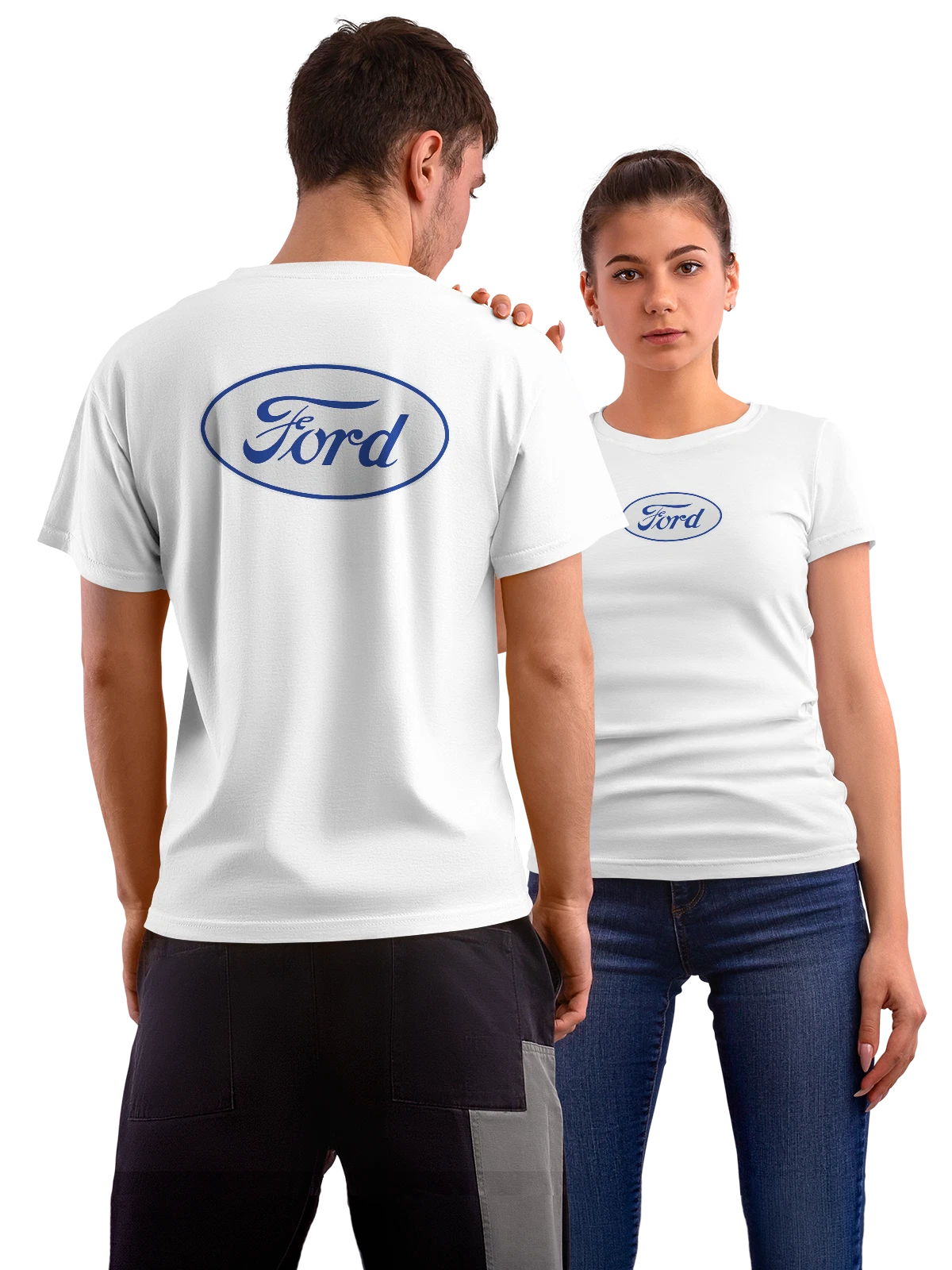 Футболка Ford белая с принтом на спине — классическая эмблема — Белая, фото 1