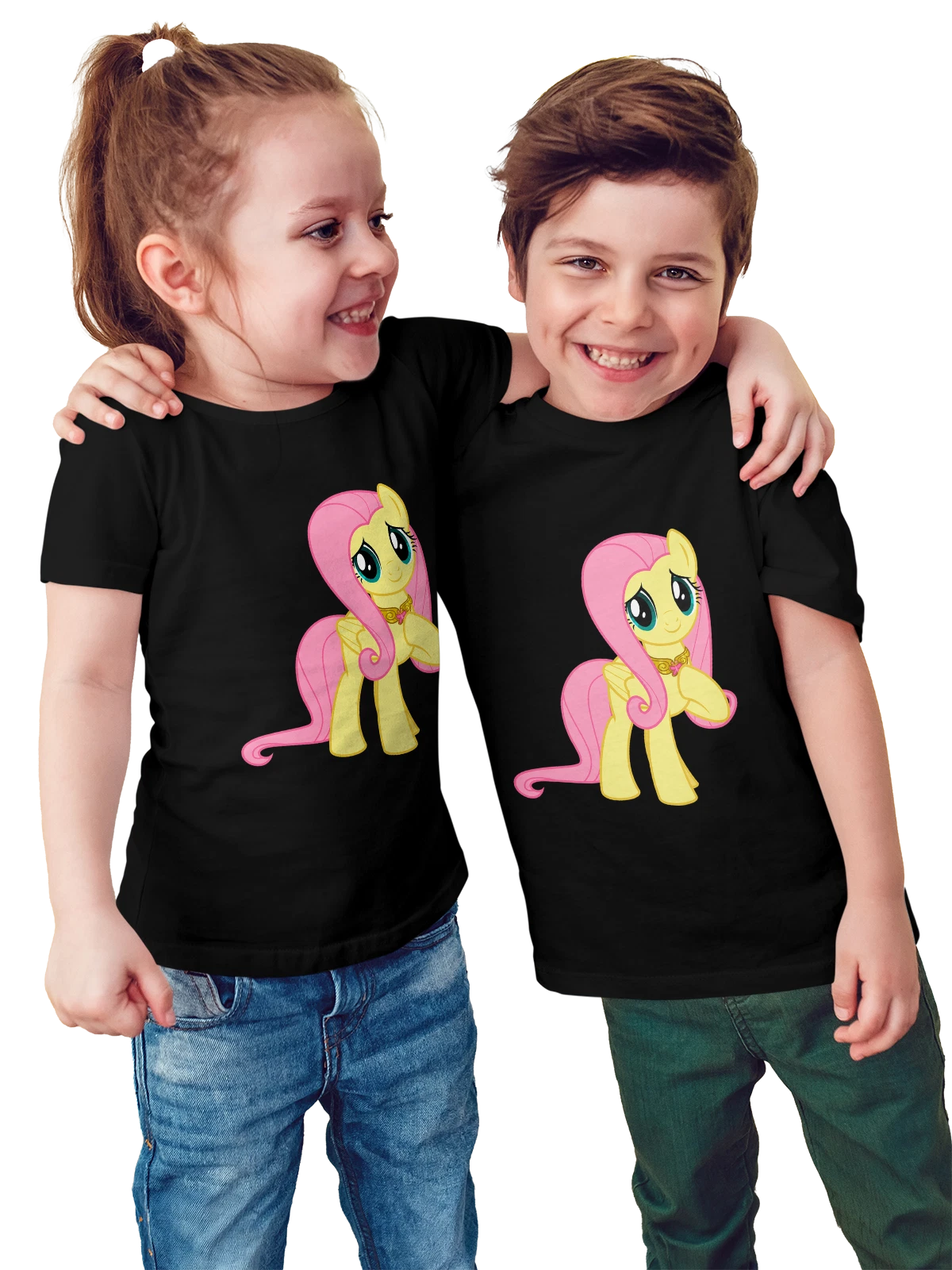 Футболка детская Флаттершай Дружба это чудо My Little Pony чёрная с принтом — яркая героиня — Чёрная, фото 1