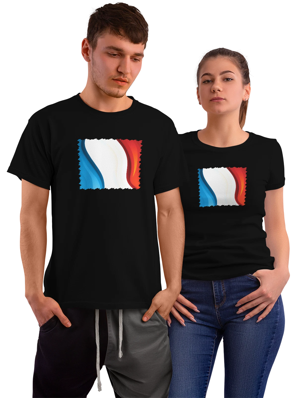 Футболка Графика French Tricolour чёрная с принтом — стилизованное изображение — Чёрная, фото 1