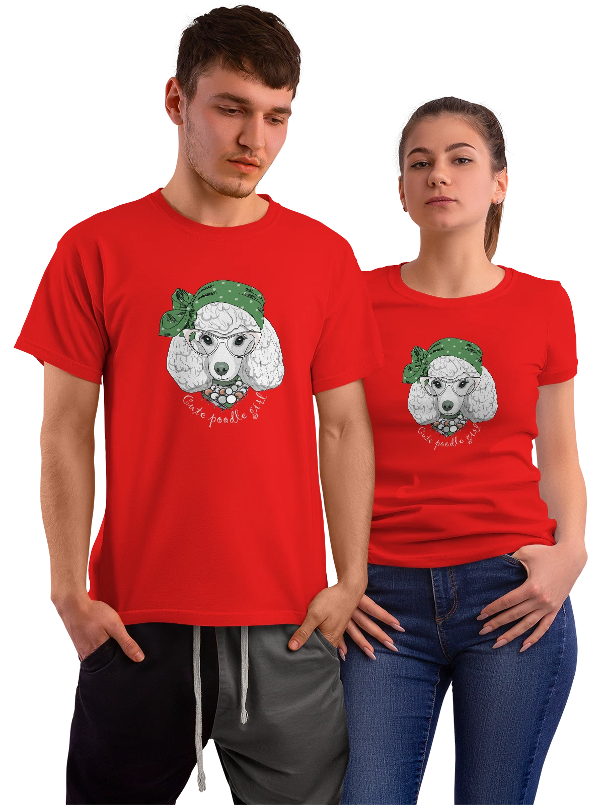 Футболка Пудель cute poodle girl красная с принтом — кинология — Красная, фото 1