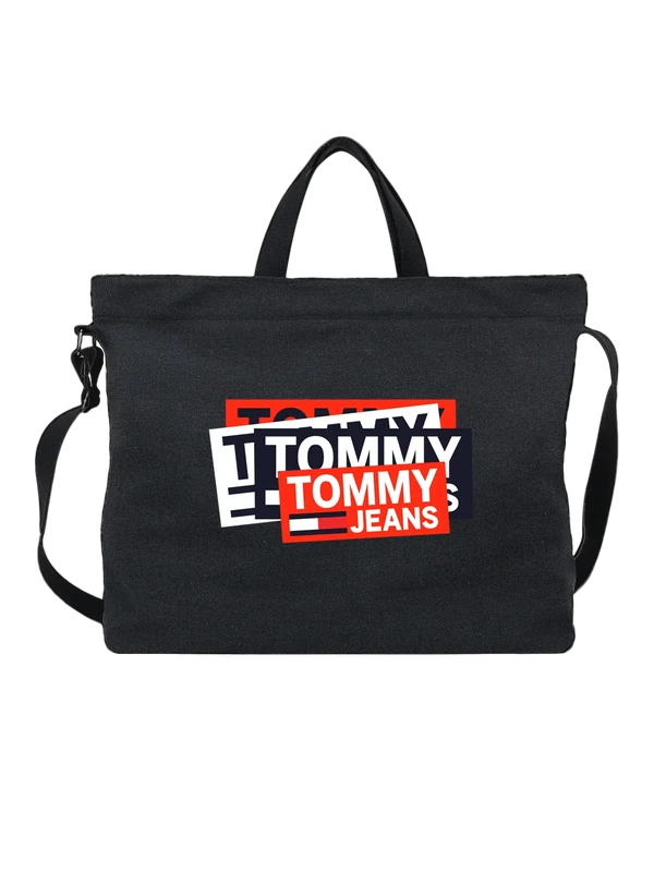 Сумка Tommy Jeans логотип на красном фоне крупно — Чёрная, фото 1