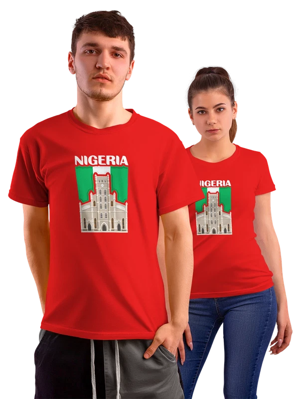Футболка с флагом Нигерии Nigeria церковь — Красная, фото 1