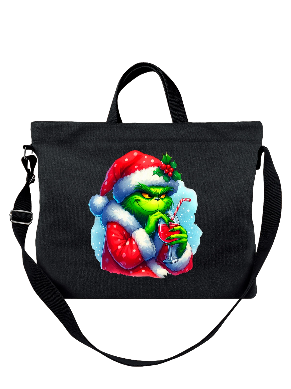 Сумка с Гринчем Grinch чёрная с принтом — новогодний подарок — Чёрная, фото 1