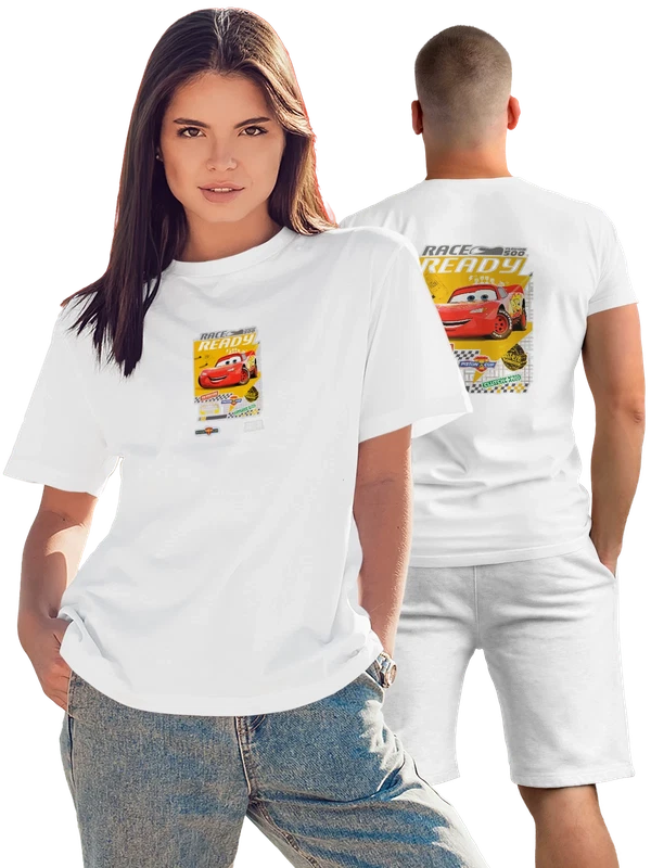 Футболка Молния Маккуин из Тачек Ready — Белая, фото 1