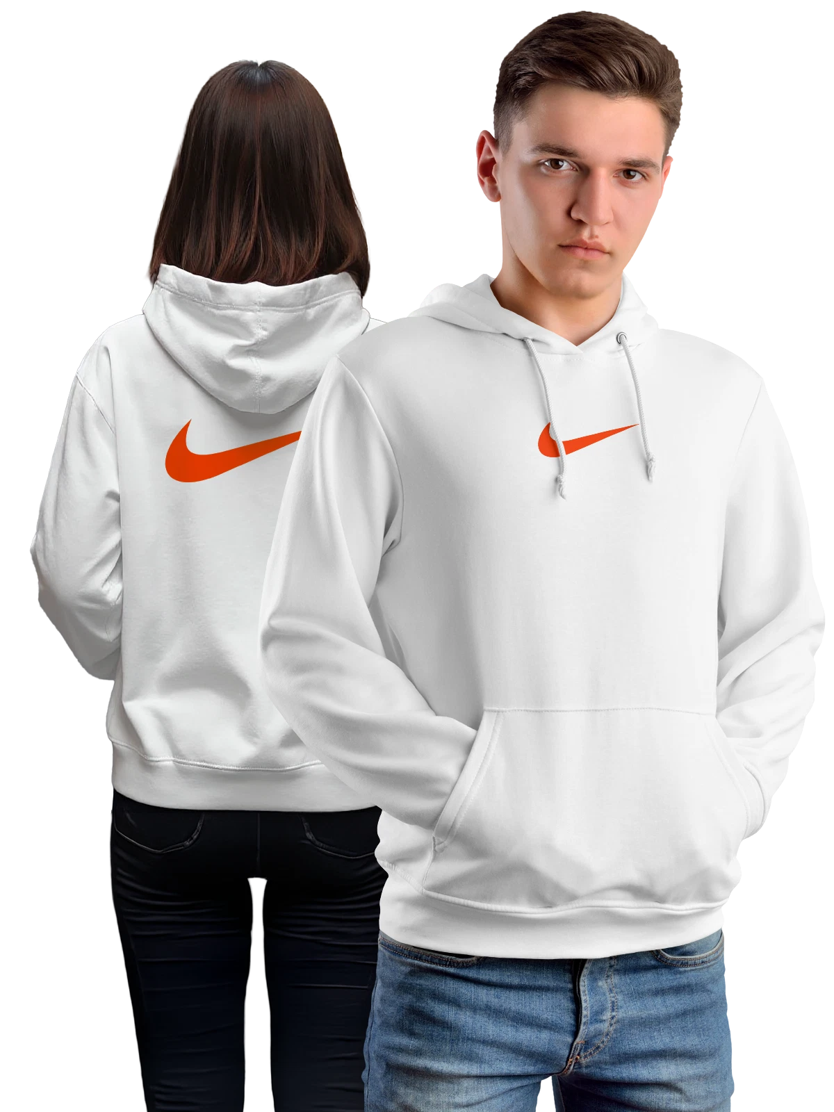 Худи Nike белое с принтом — лаконичный принт — Белая, фото 1