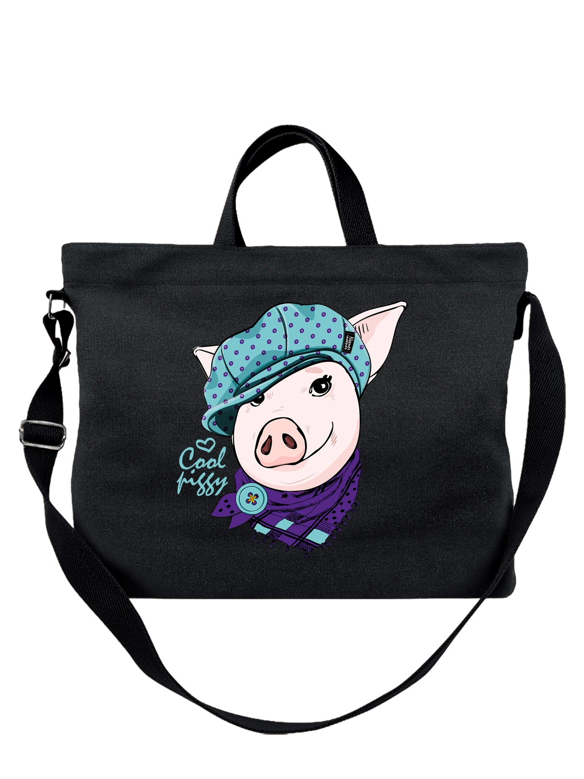 Сумка Свинка cool piggy чёрная с принтом — животный мир — Чёрная, фото 1