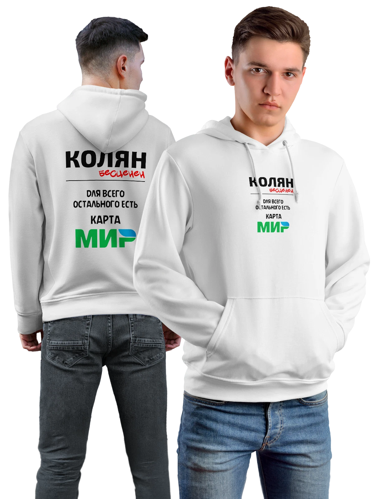 Худи Имя Николай Коля белое с принтом — надпись с именем — Белая, фото 1