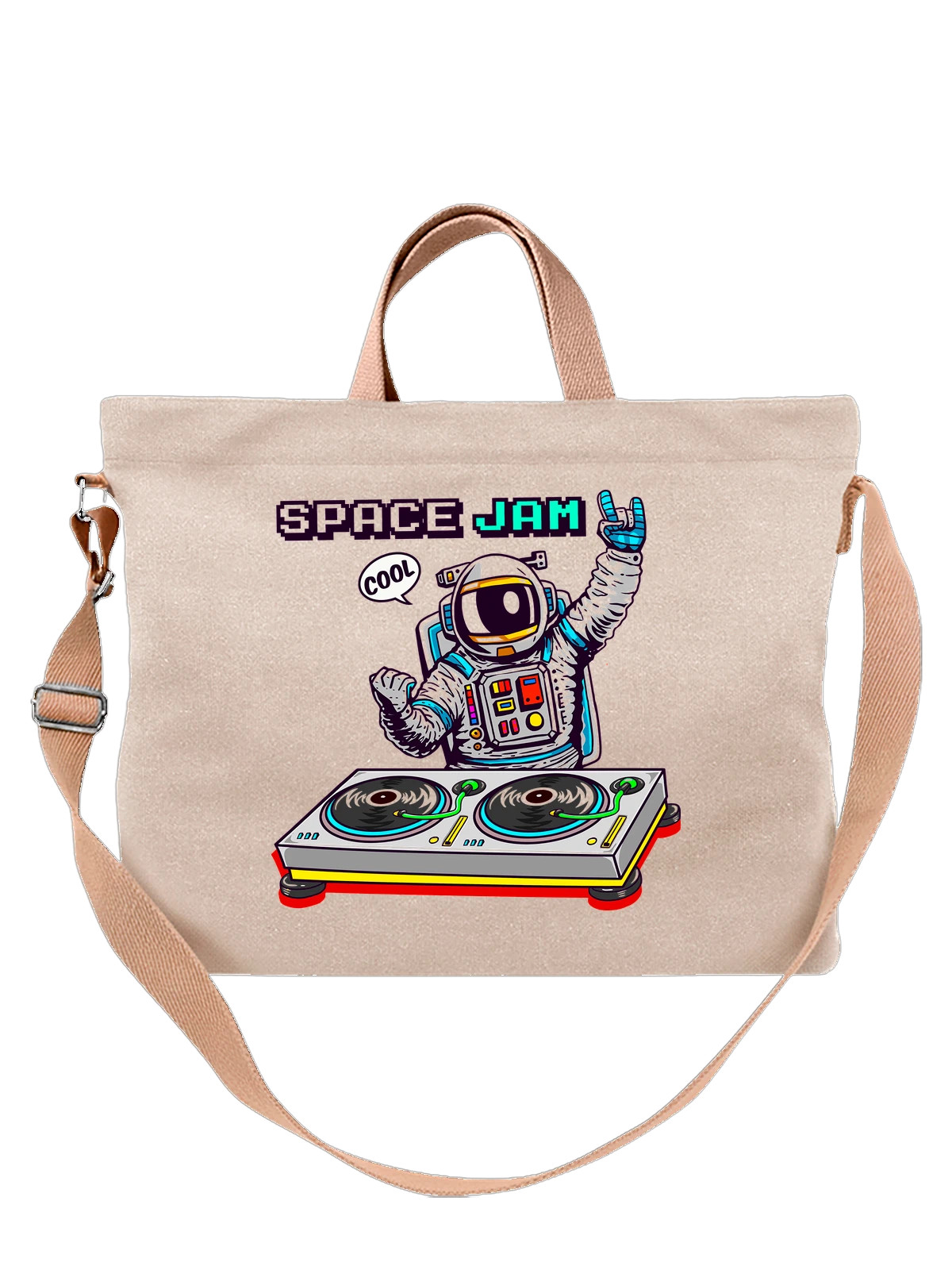 Сумка Диджей космонавт space jam белая с принтом — исследование космоса — Белая, фото 1