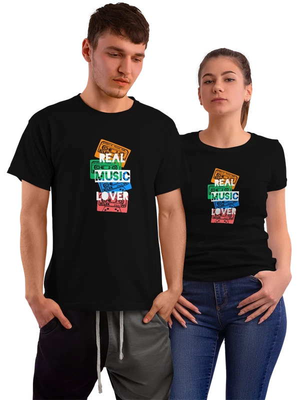 Футболка девяностые кассеты real music lover — Чёрная, фото 1