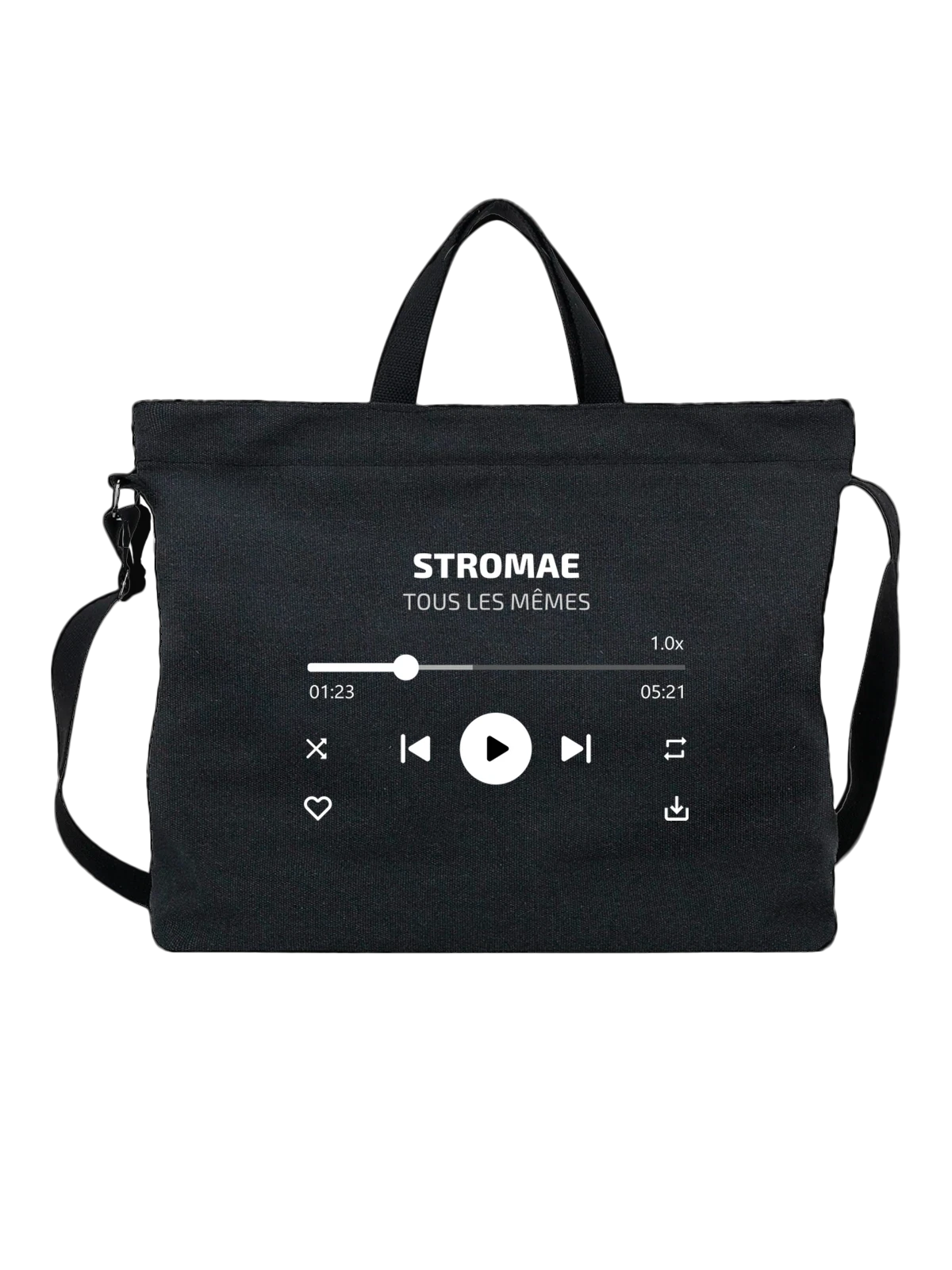 Сумка Stromae Tous Les Mêmes чёрная с принтом — футболка подростку — Чёрная, фото 1