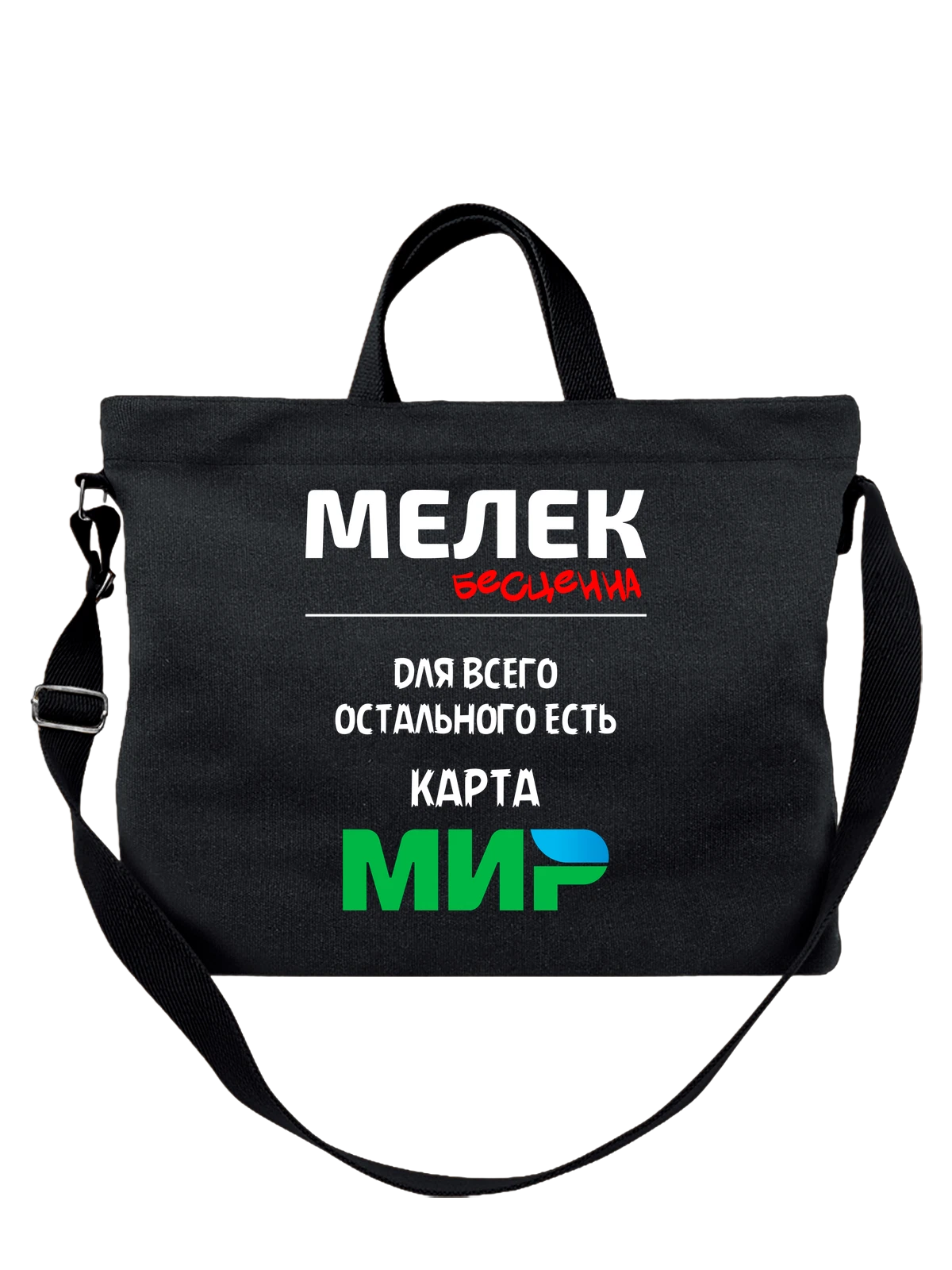 Сумка чёрная с принтом Имя Мелек — персональный подарок — Чёрная, фото 1