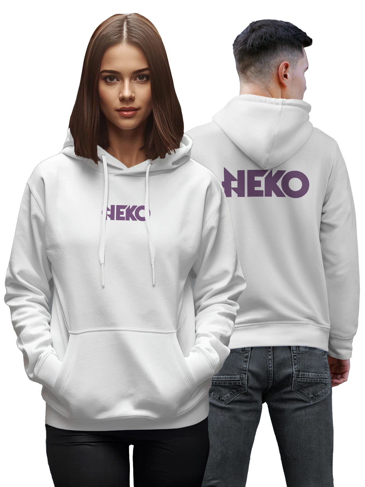 Худи Neko белое с принтом — современная айдентика — Белая, фото 1