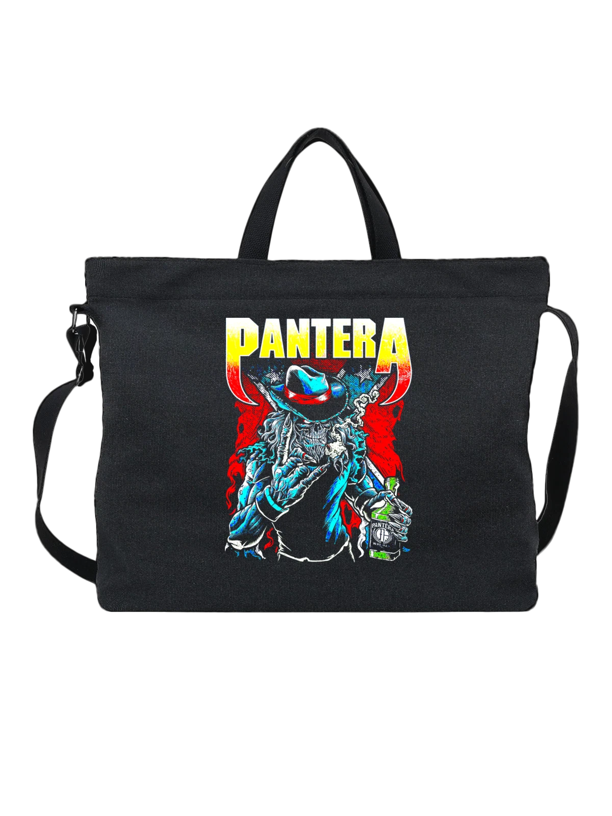 Сумка чёрная с принтом Pantera Панера Мода персонаж в ковбойской шляпе — арт — Чёрная, фото 1