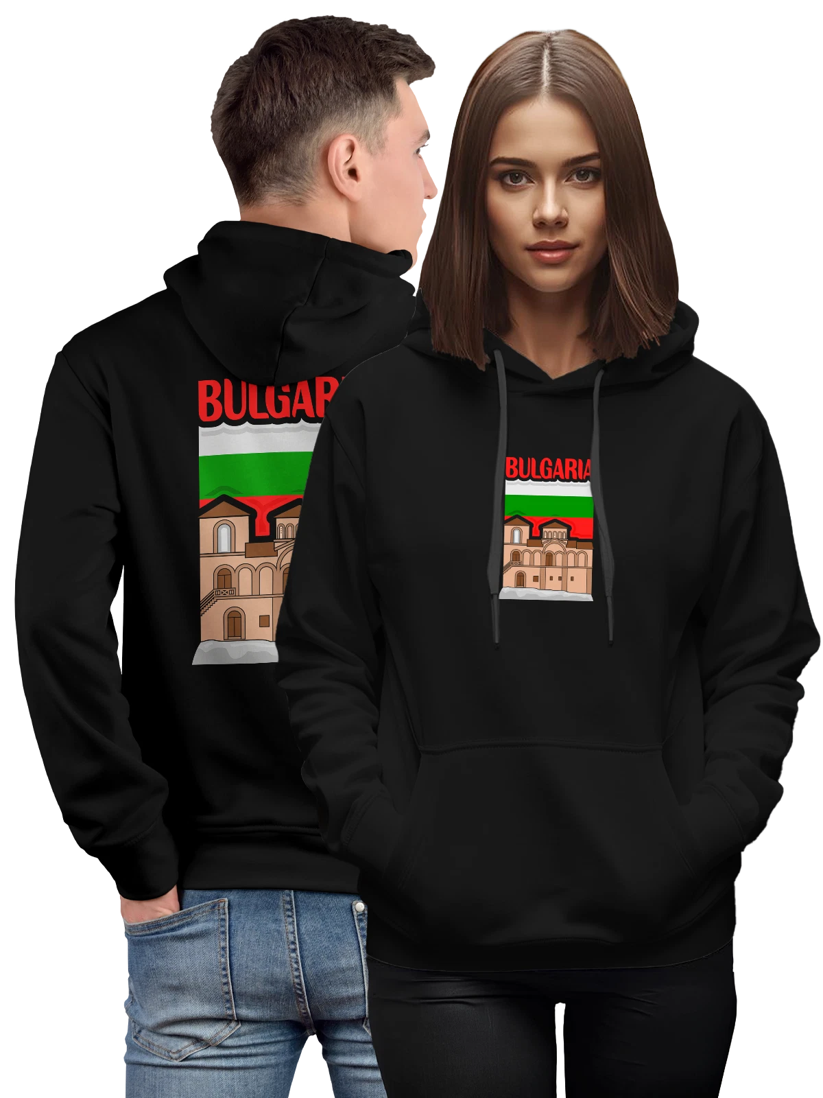 Худи с флагом Болгарии Bulgaria чёрное с принтом — национальная символика — Чёрная, фото 1