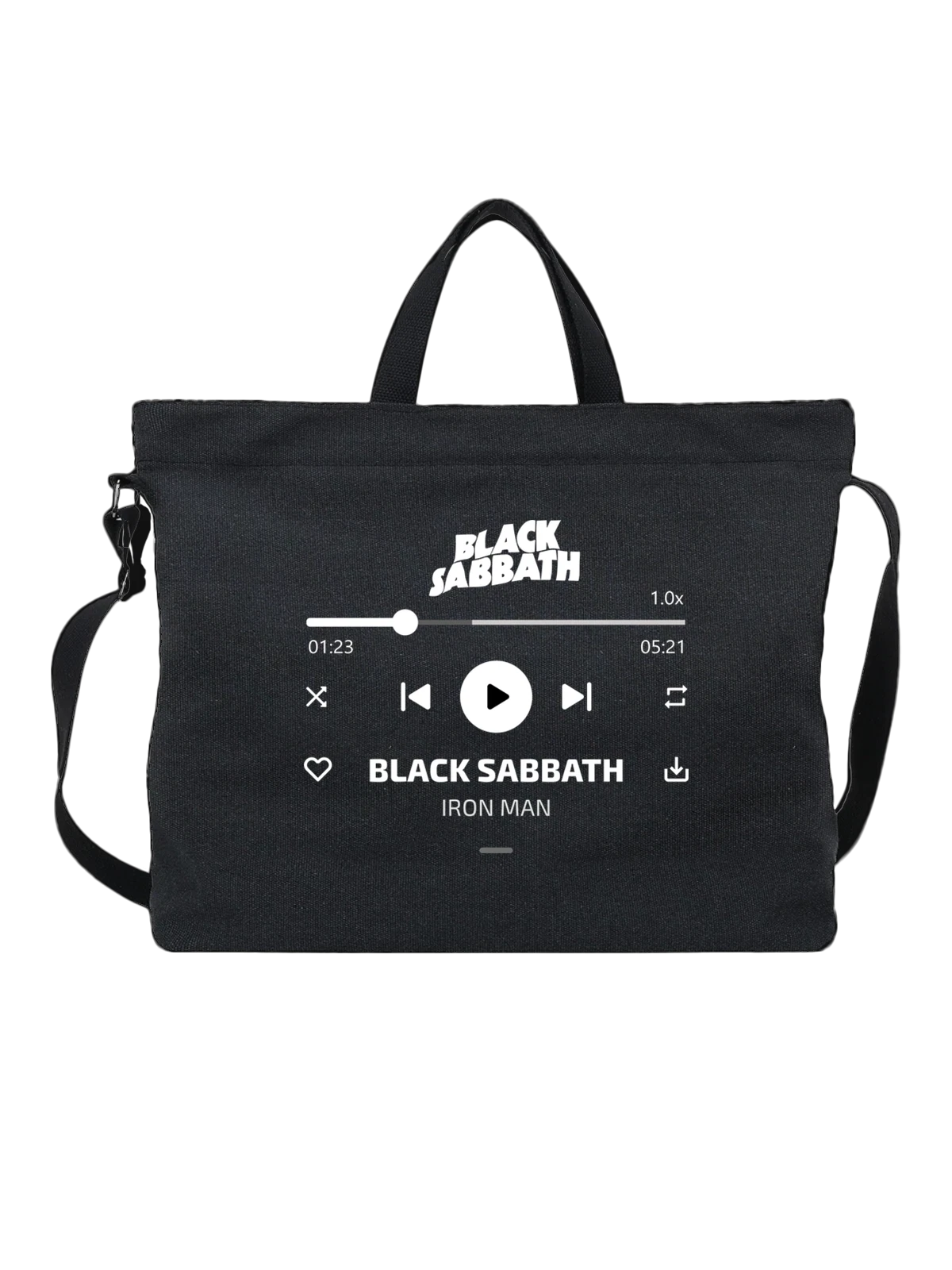 Сумка Black Sabbath Iron Man чёрная с принтом — гитарная музыка — Чёрная, фото 1