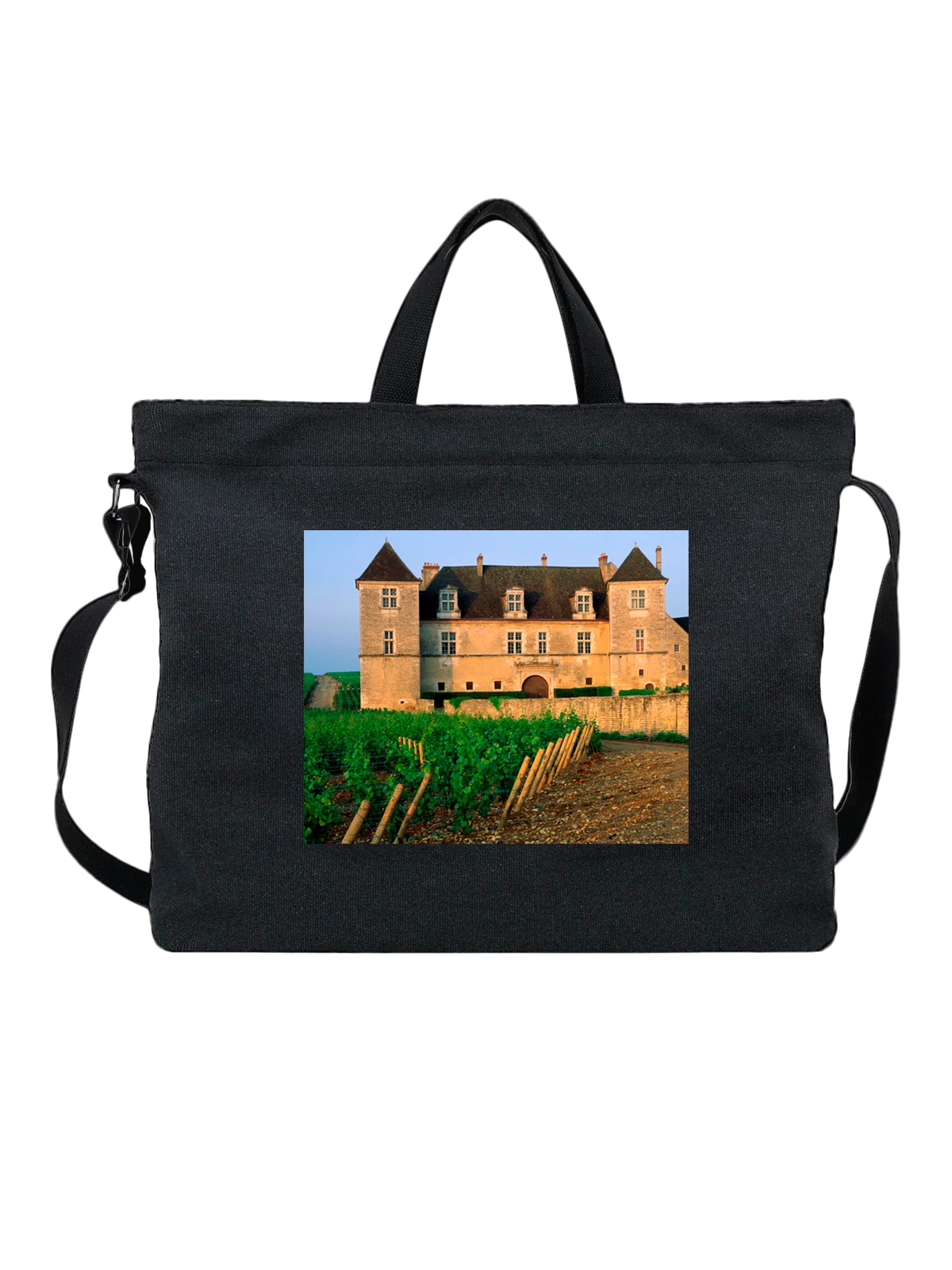 Сумка чёрная с принтом Страна стильная Clos de Vougeot Vineyard — урбанистический стиль — Чёрная, фото 1