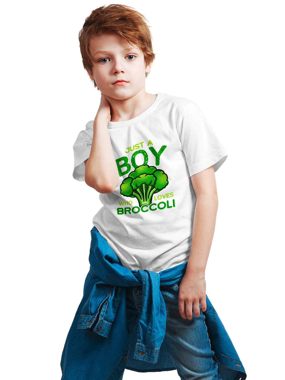 Футболка детская с брокколи just a boy белая с принтом — забавная еда — Белая, фото 1