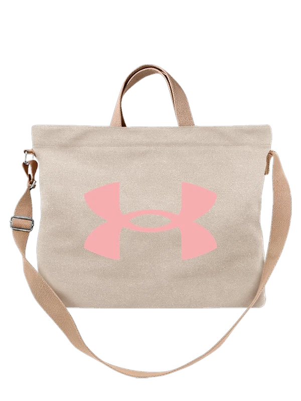 Сумка логотип Under Armour розовая женская среди листьев — Белая, фото 1