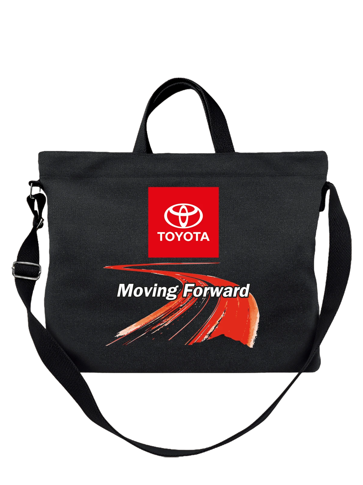 Сумка Toyota чёрная с принтом — автомобильный слоган — Чёрная, фото 1