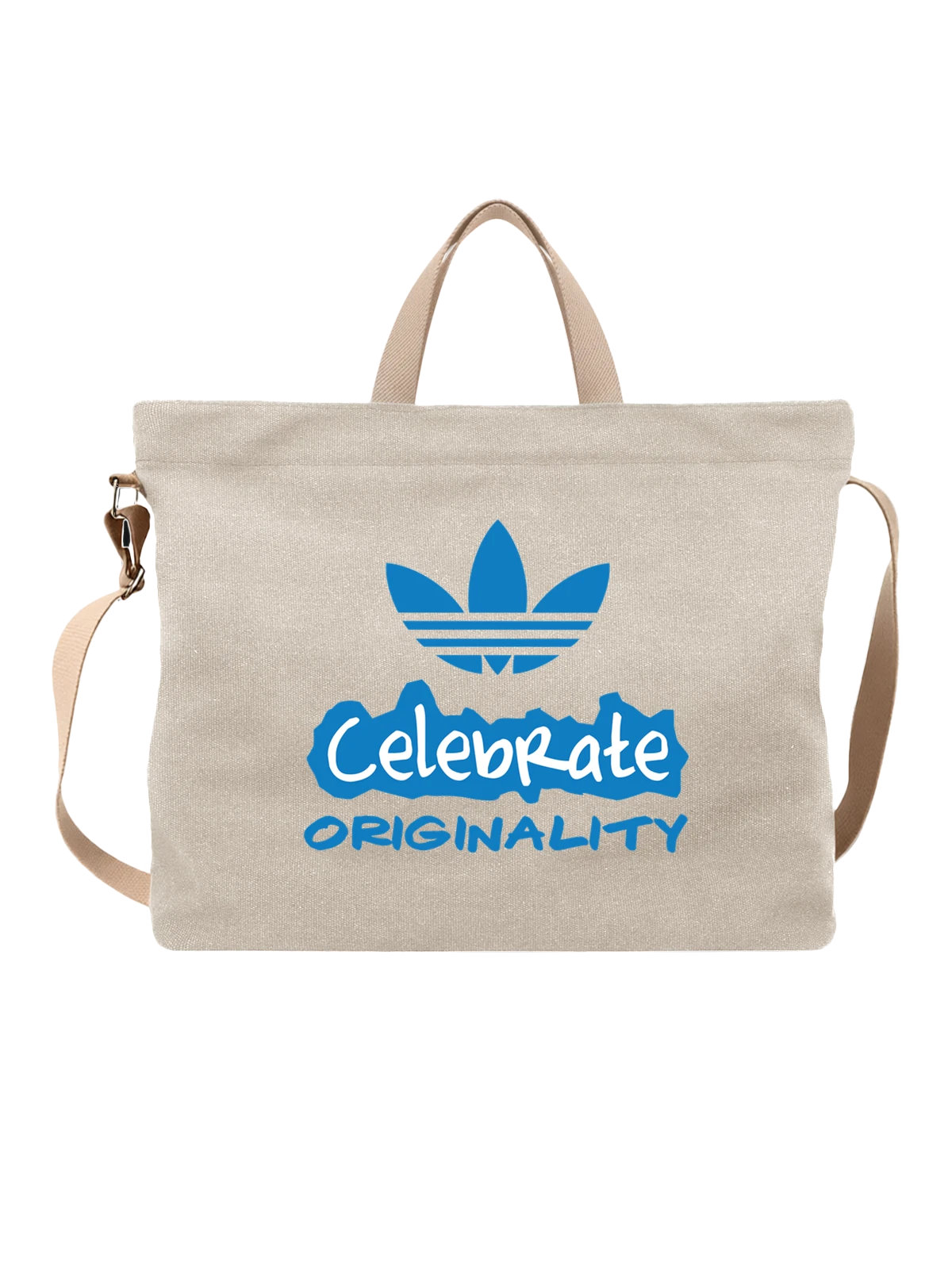Сумка Adidas белая с принтом — кистевой шрифт — Белая, фото 1