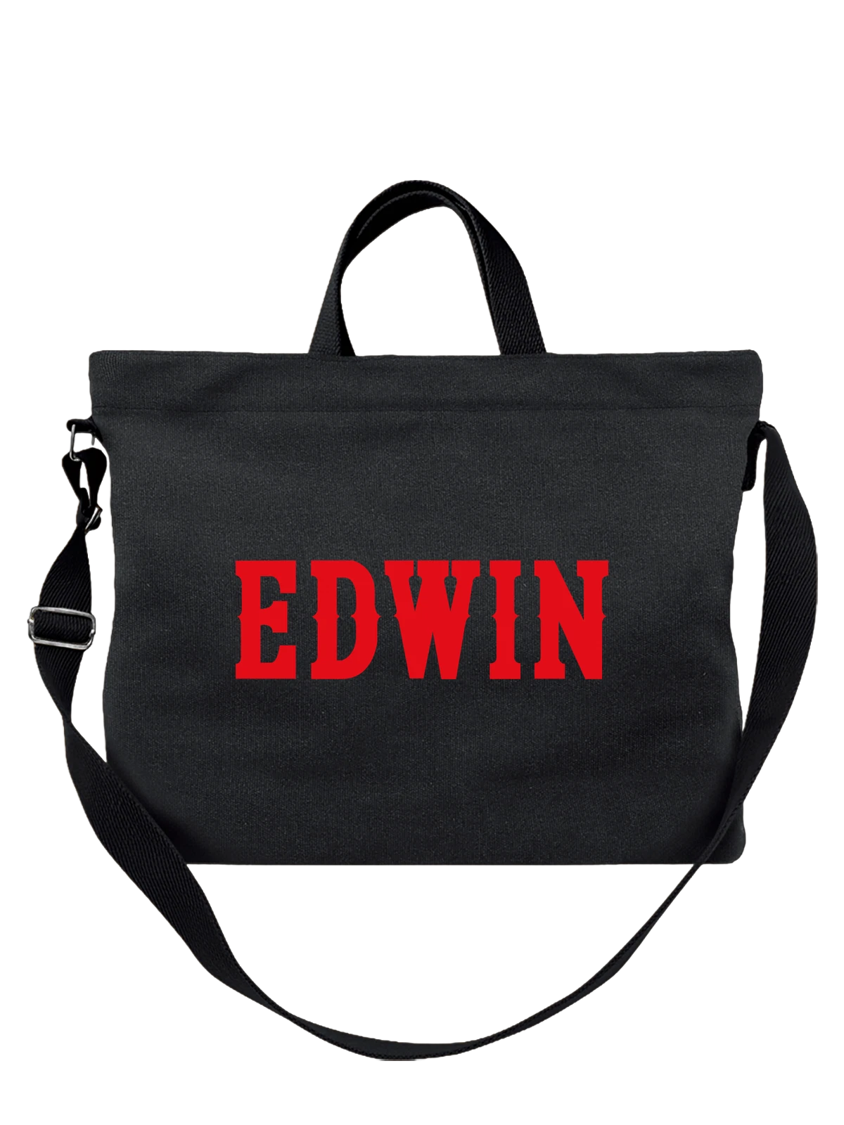 Сумка Edwin чёрная с принтом — ретро типографика — Чёрная, фото 1