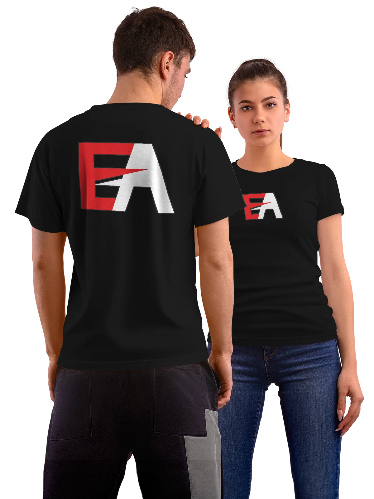 Футболка EA чёрная с принтом на спине — современная айдентика — Чёрная, фото 1