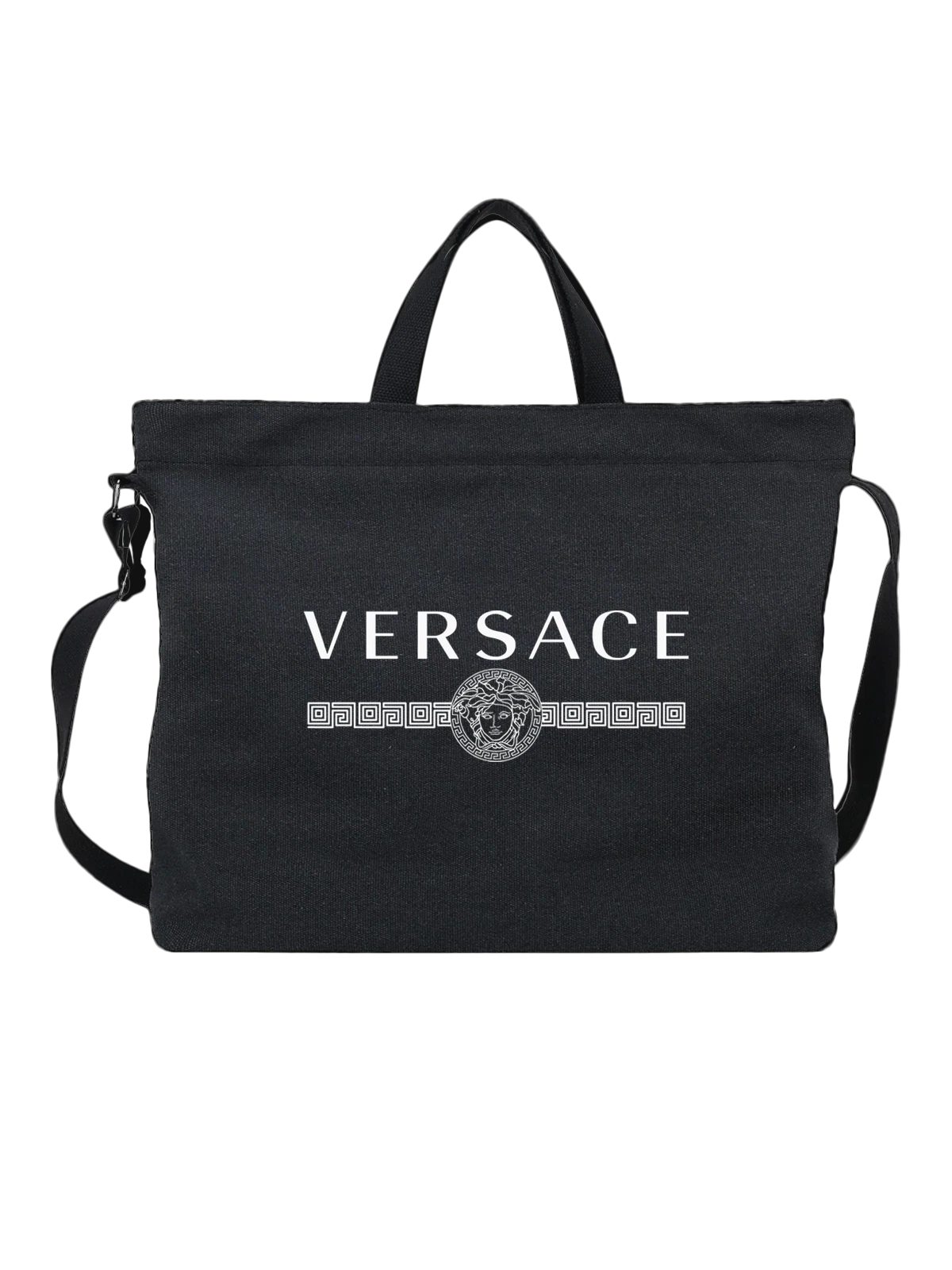 Сумка Versace чёрная с принтом — итальянский люксовый логотип — Чёрная, фото 1