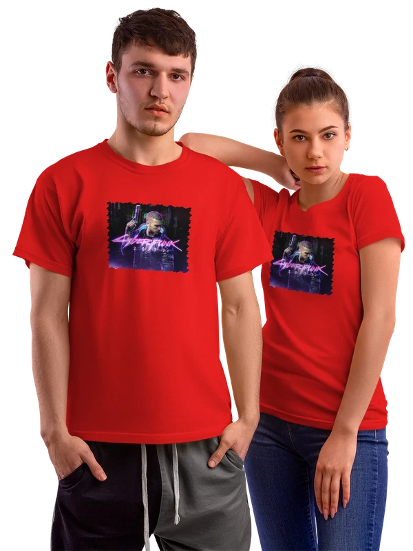 Футболка Игра Cyberpunk 2077 Neon — Красная, фото 1