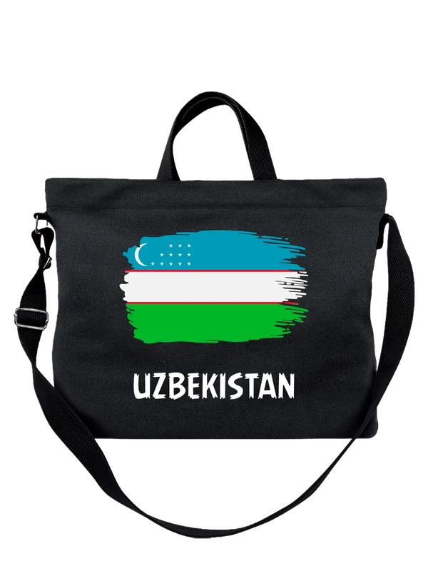 Сумка с флагом Узбекистан Uzbekistan — Чёрная, фото 1
