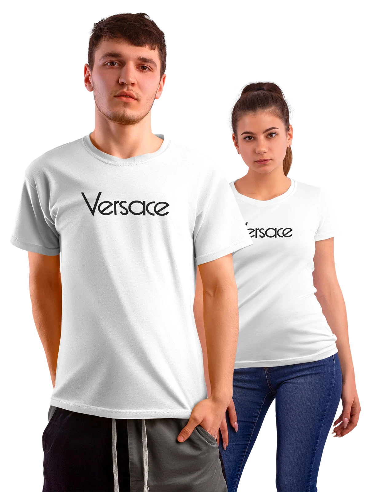 Футболка Versace белая с принтом — монохромный принт — Белая, фото 1