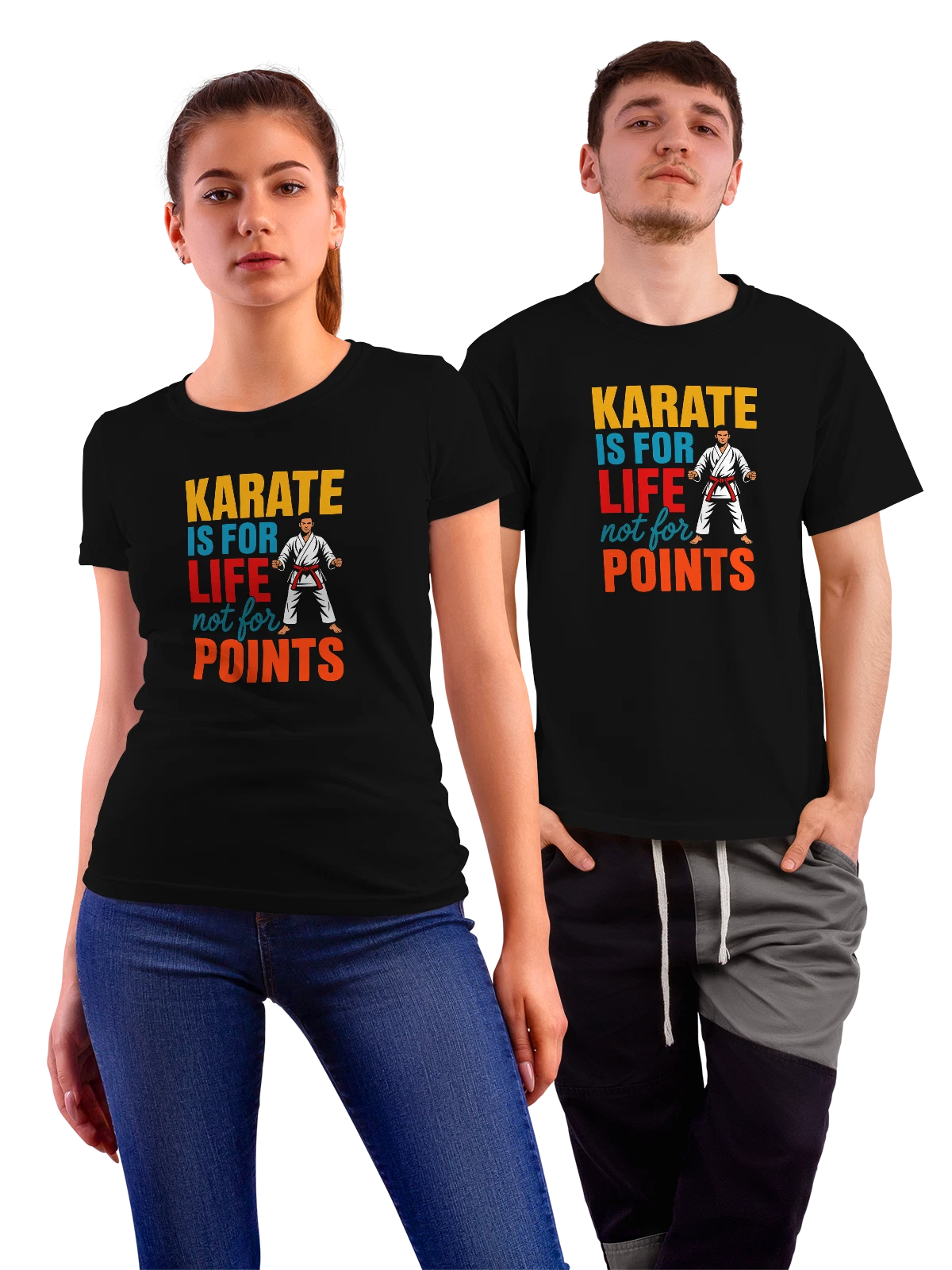 Футболка Каратист с надписью KARATE IS FOR LIFE чёрная с принтом — спортсмен — Чёрная, фото 1