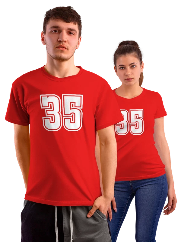 Футболка с цифрой 35 тридцать пять — Красная, фото 1