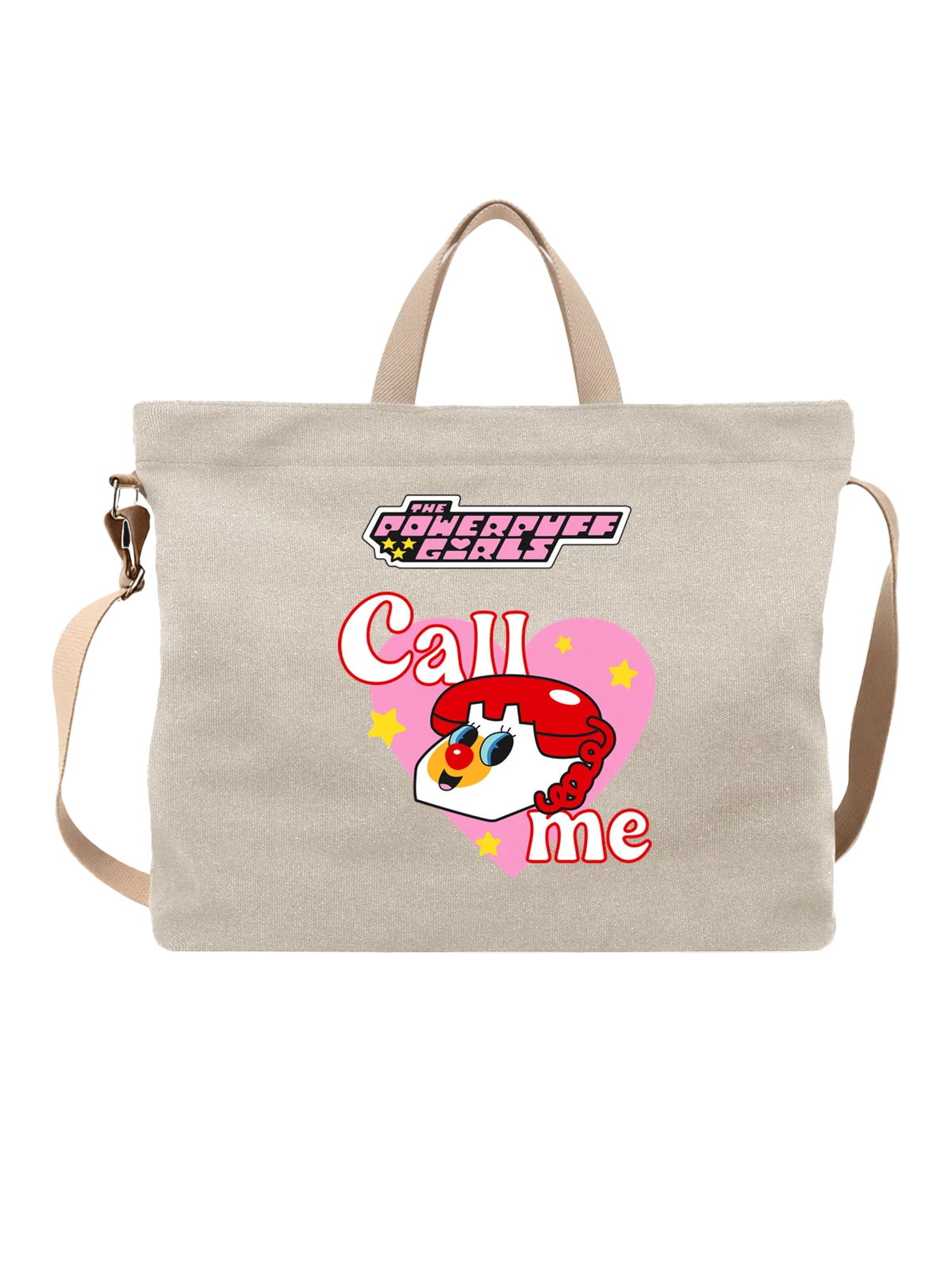 Сумка Кэл из The Powerpuff Girls с телефоном белая с принтом — мультяшный стиль — Белая, фото 1