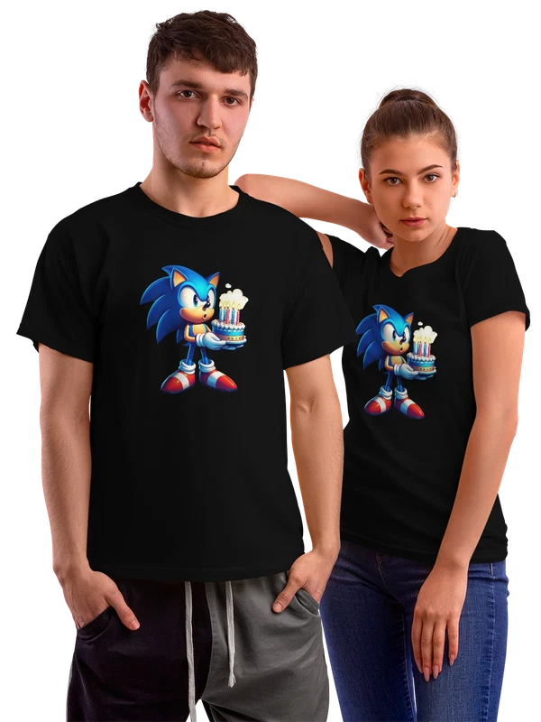 Футболка Супер Соник Super Sonic с тортом — Чёрная, фото 1