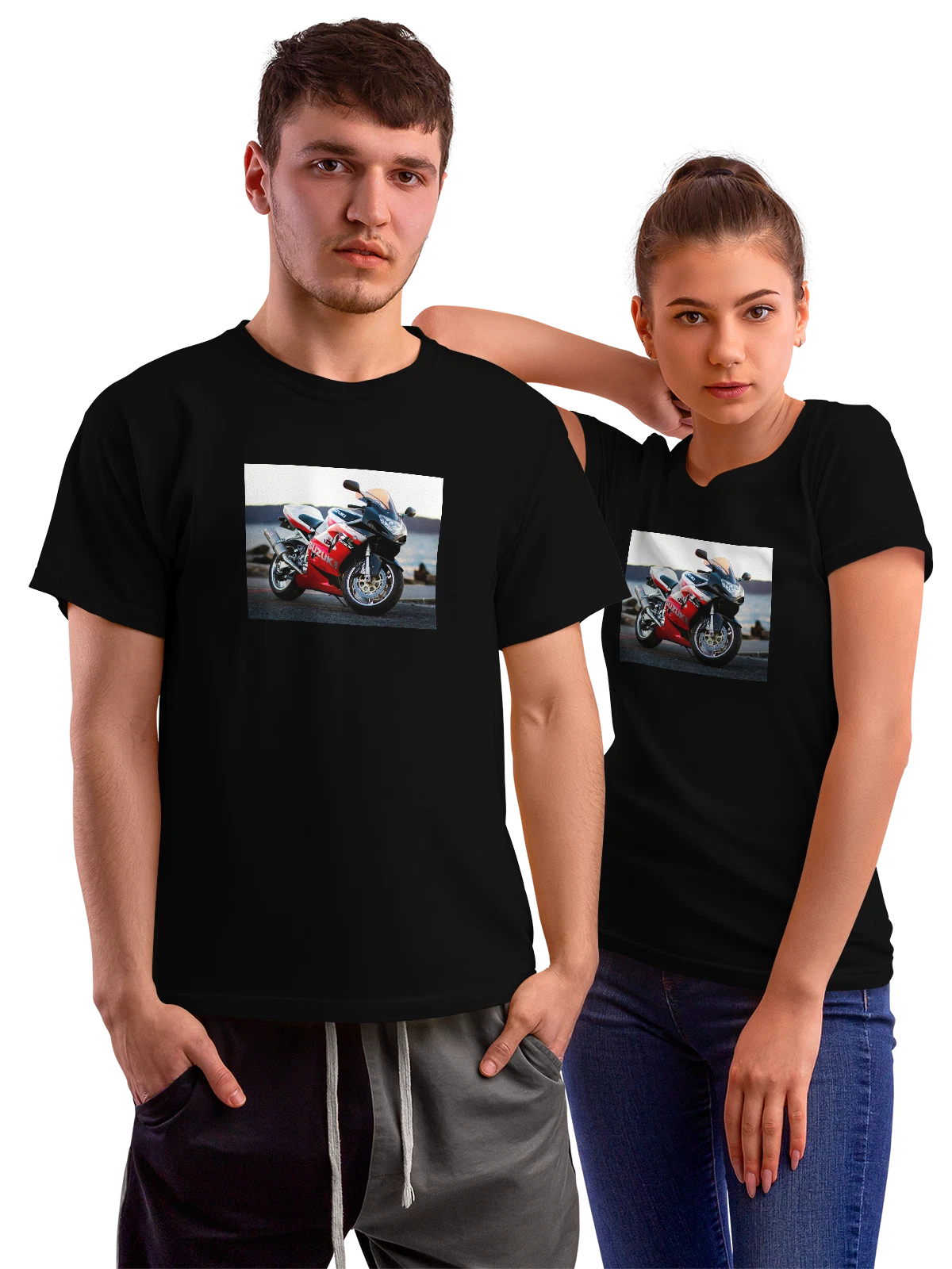 Футболка Мотоцикл Suzuki moto чёрная с принтом — гонки на мотоциклах — Чёрная, фото 1