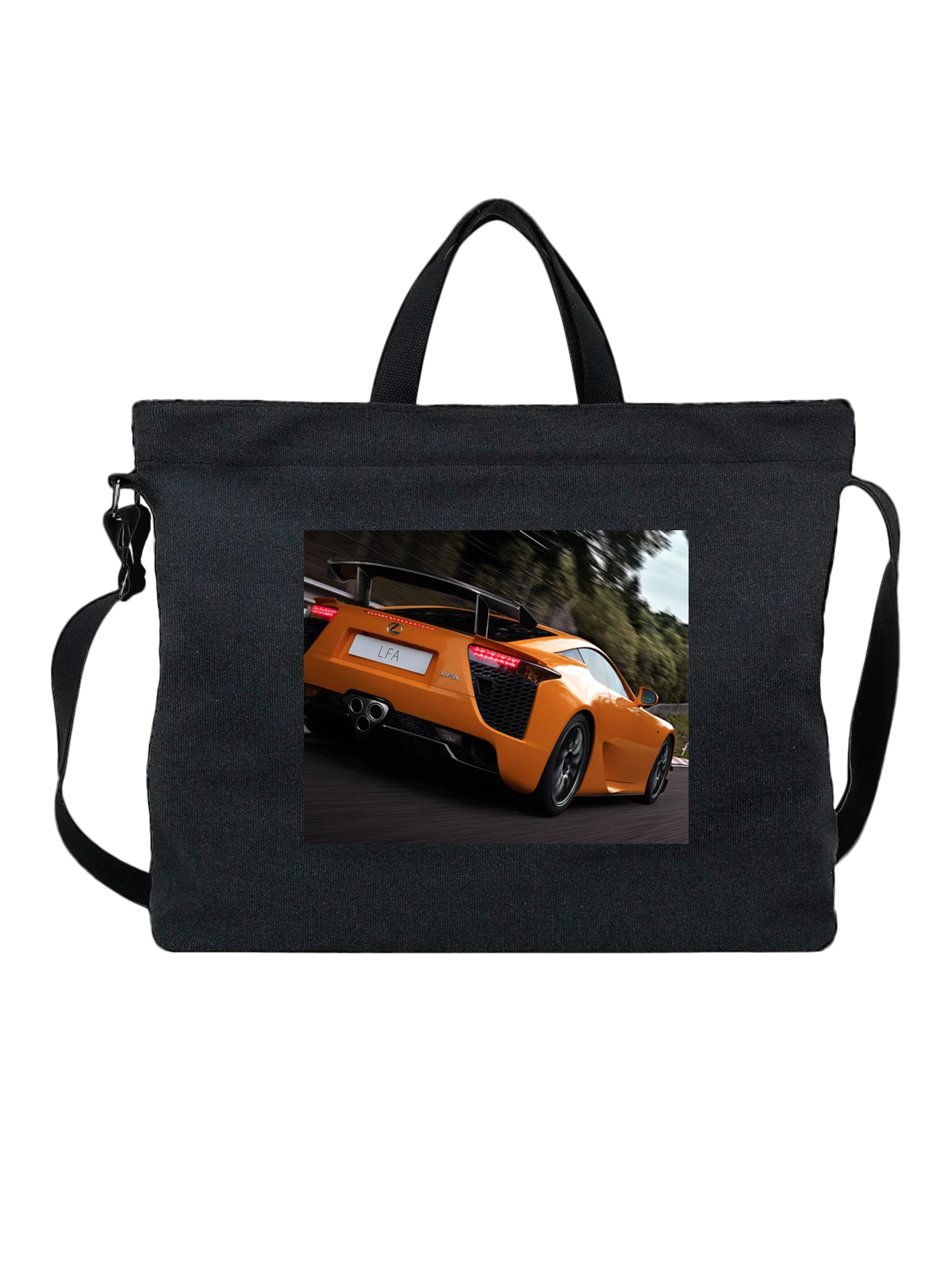 Сумка чёрная с принтом Машина Lexus LFA — легендарная модель — Чёрная, фото 1