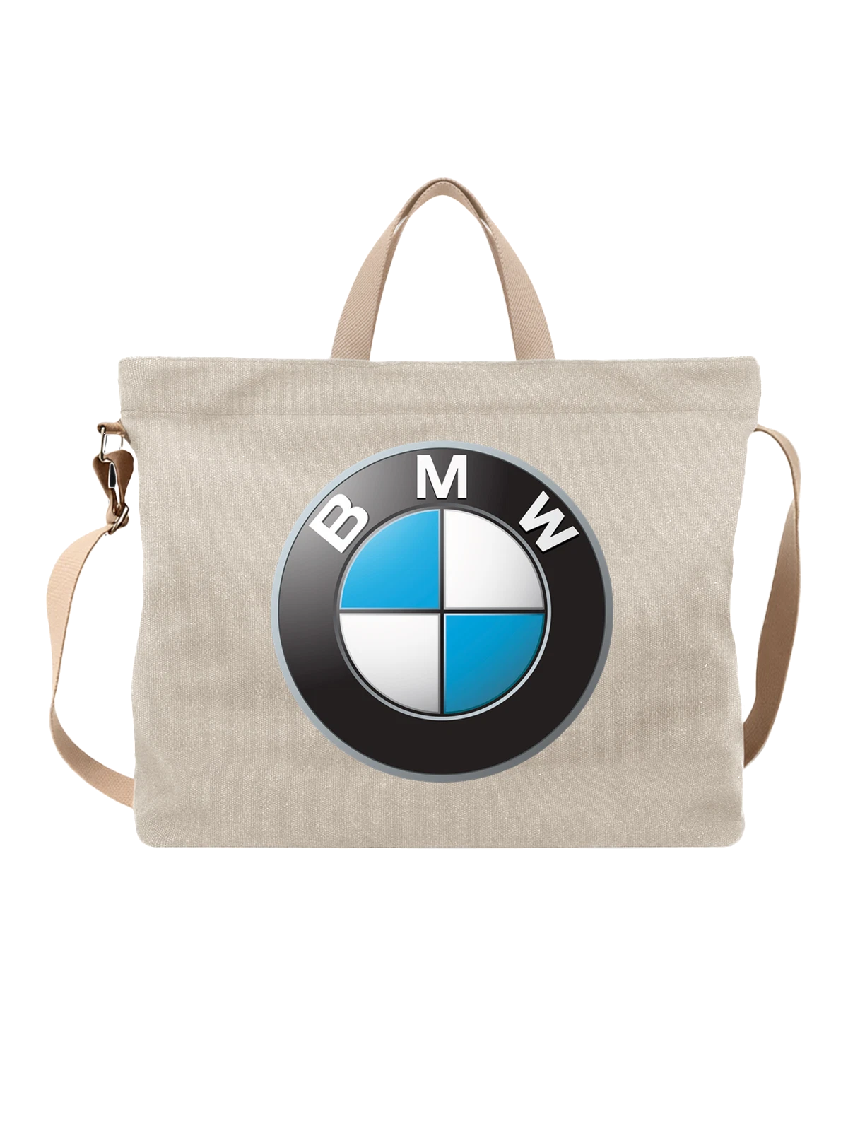 Сумка BMW белая с принтом — трехмерный значок — Белая, фото 1
