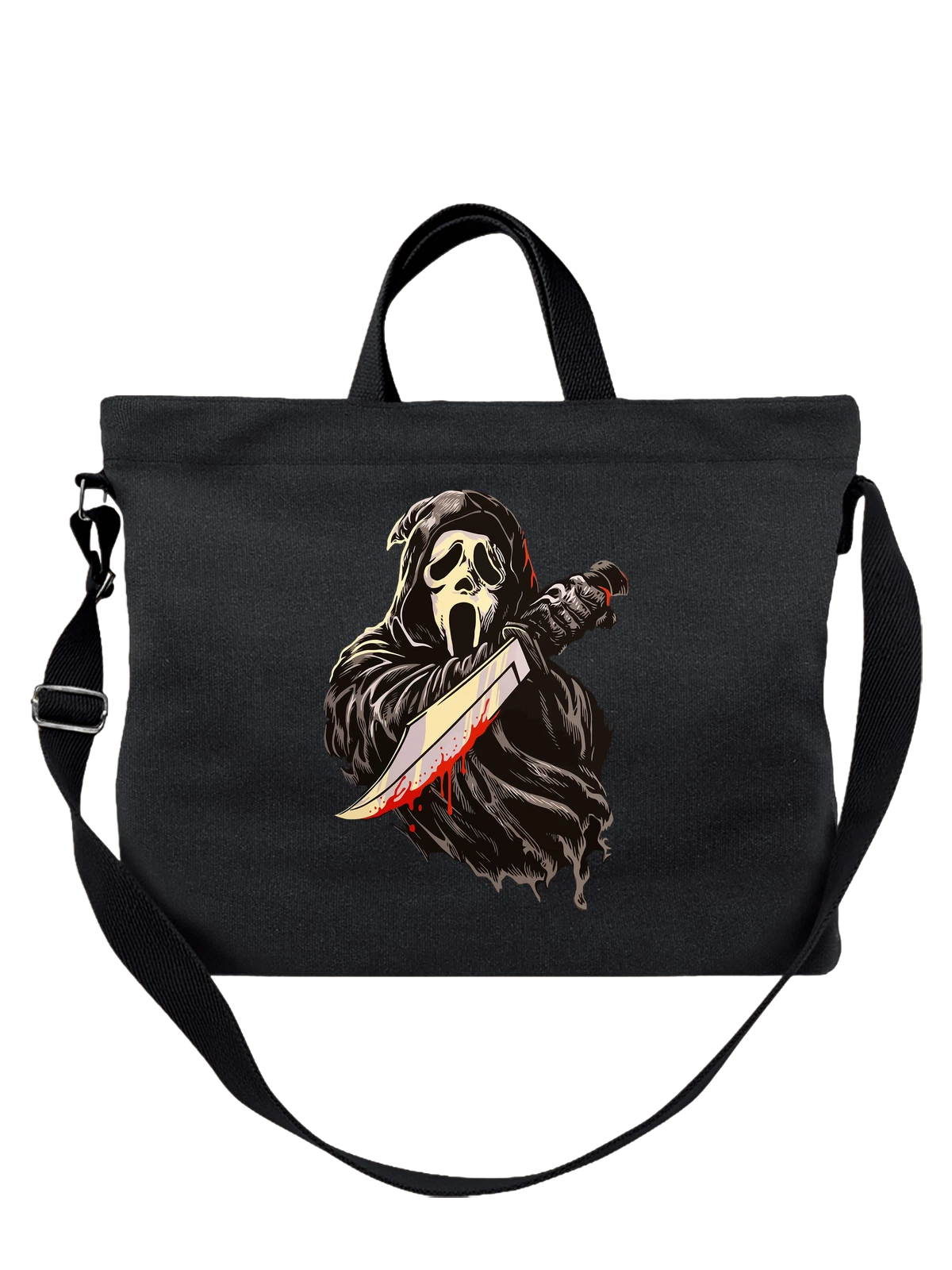 Сумка Крик Scream с ножом чёрная с принтом — футболка подростку — Чёрная, фото 1