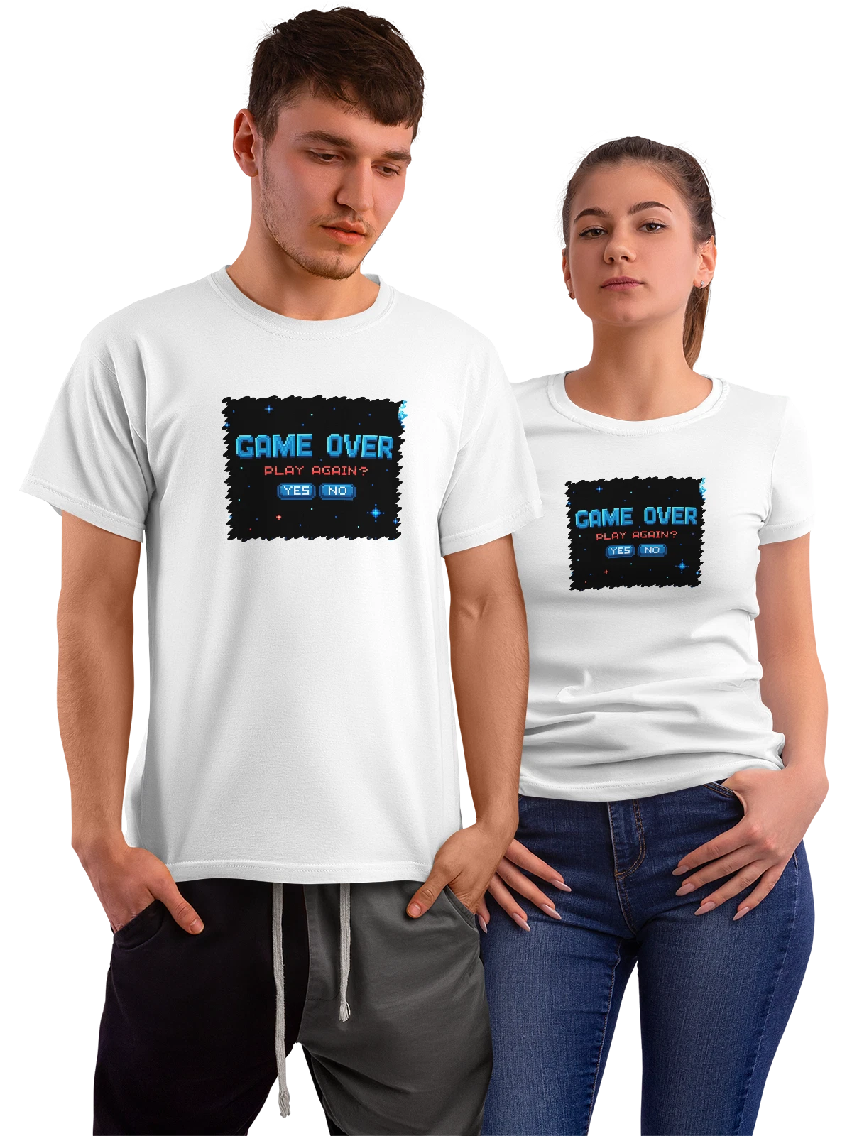Футболка Игра Game Over Pixel art белая с принтом — цифровой мир — Белая, фото 1