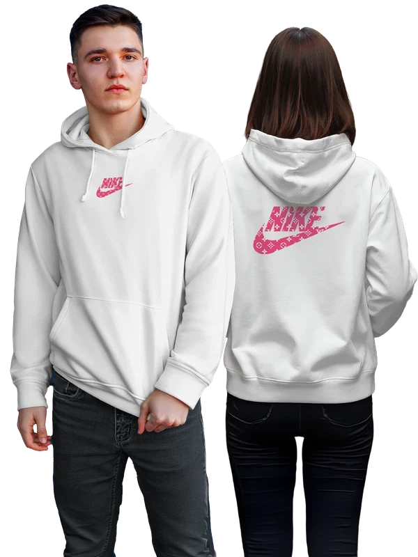 Худи Nike розовый логотип с монограммой и узором — Белая, фото 1