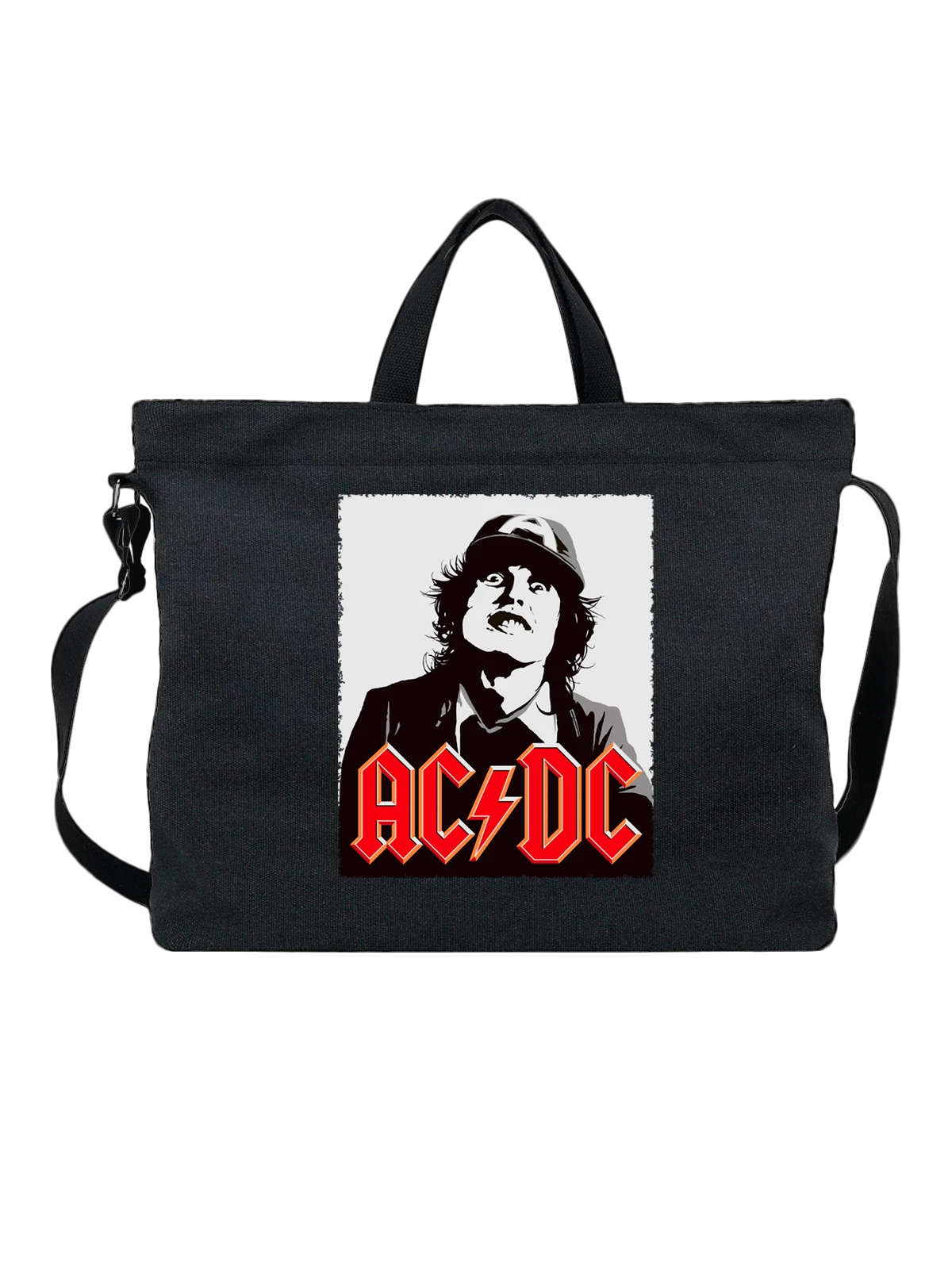 Сумка AC DC Ангус Янг чёрная с принтом — гитарная музыка — Чёрная, фото 1