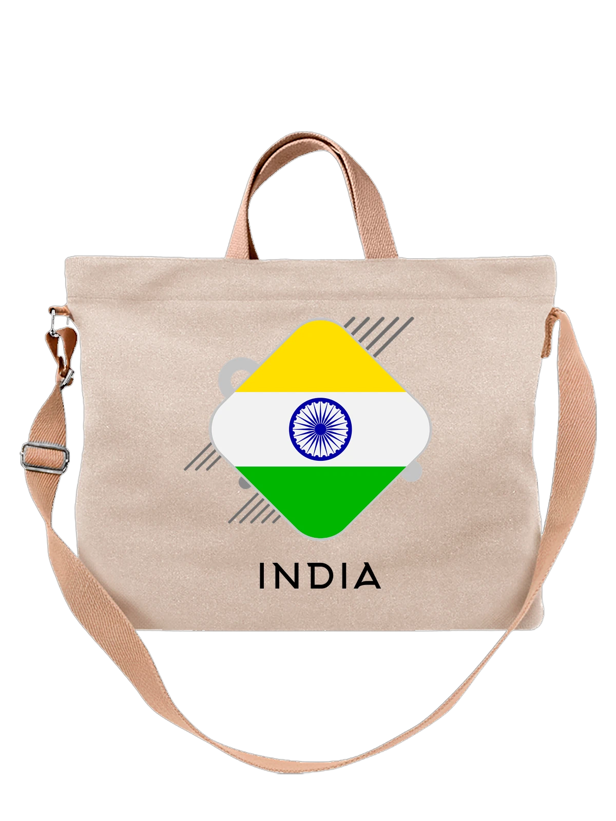 Сумка Флаг Индии India белая с принтом — национальная символика — Белая, фото 1