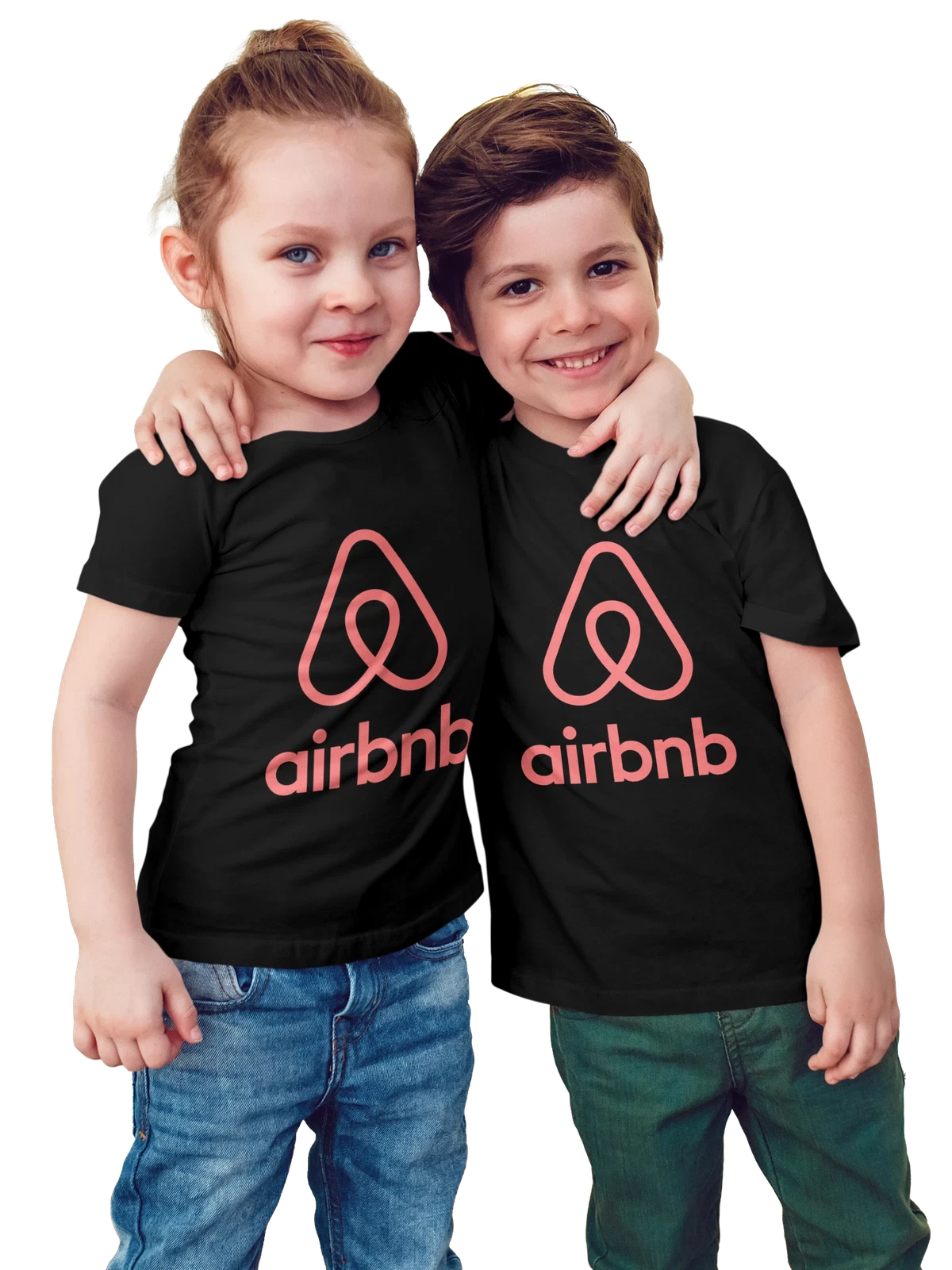Футболка детская Airbnb чёрная с принтом — путешествия без отеля — Чёрная, фото 1