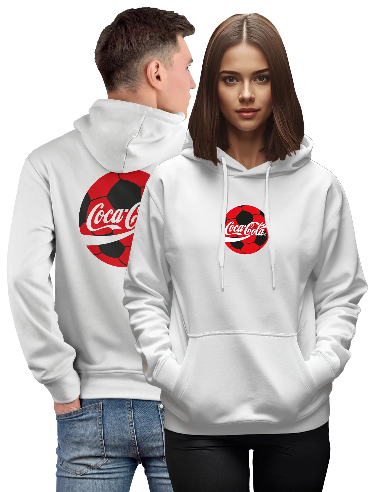 Худи Coca Cola белое с принтом — футбол и болельщики — Белая, фото 1