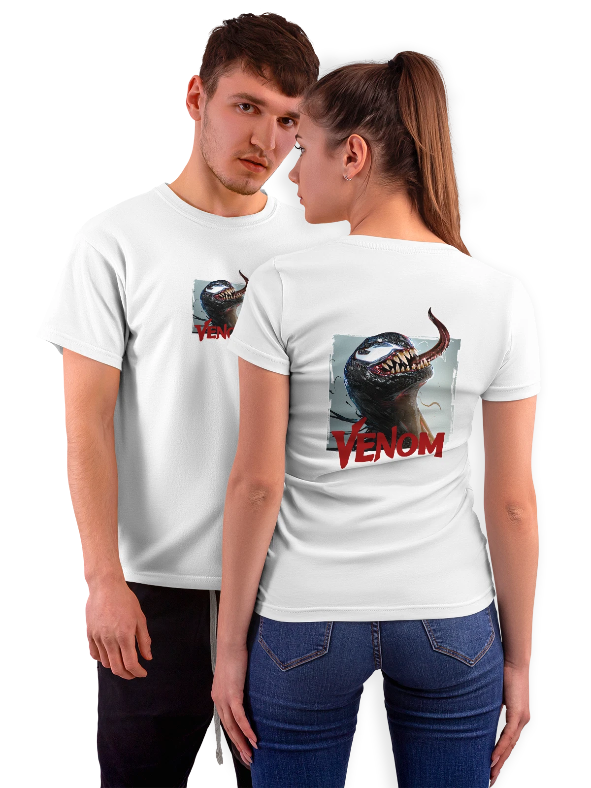 Футболка с Веном Venom белая с принтом на спине — герой фильма — Белая, фото 1