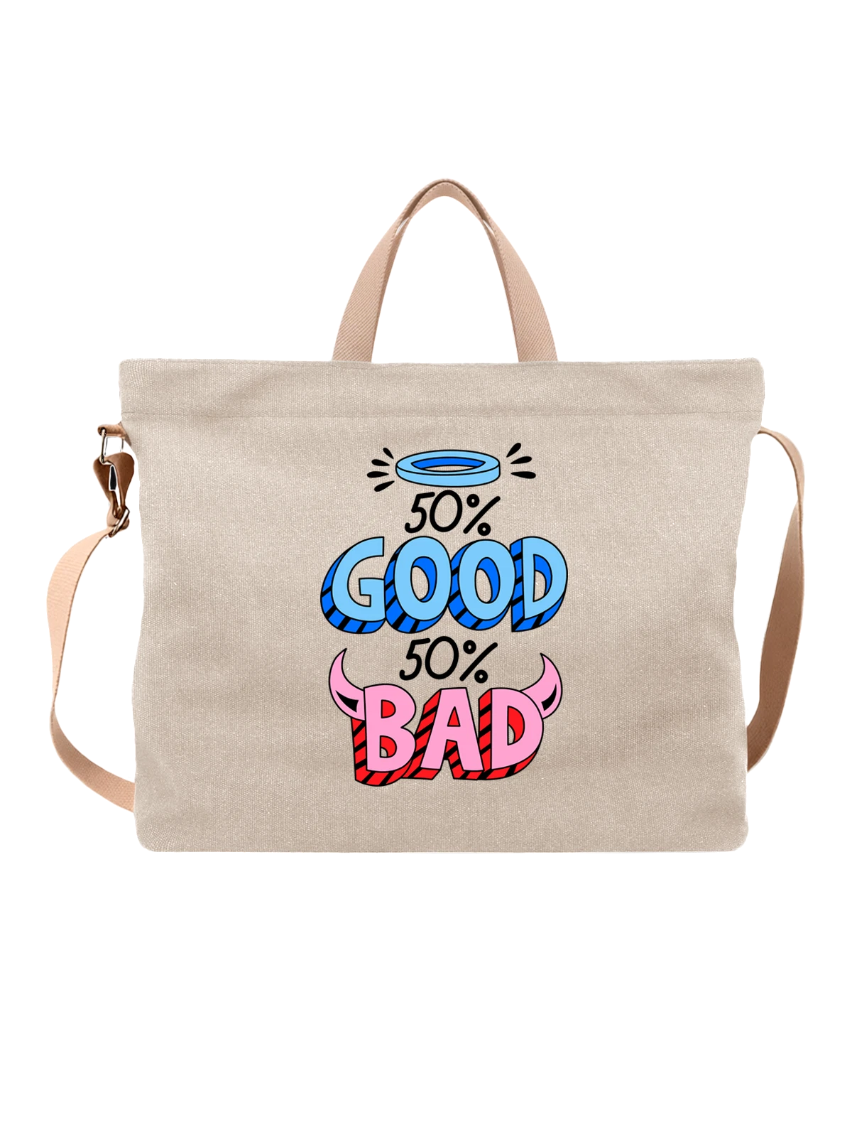 Сумка Хороший Плохой Good Bad белая с принтом — футболка подростку — Белая, фото 1