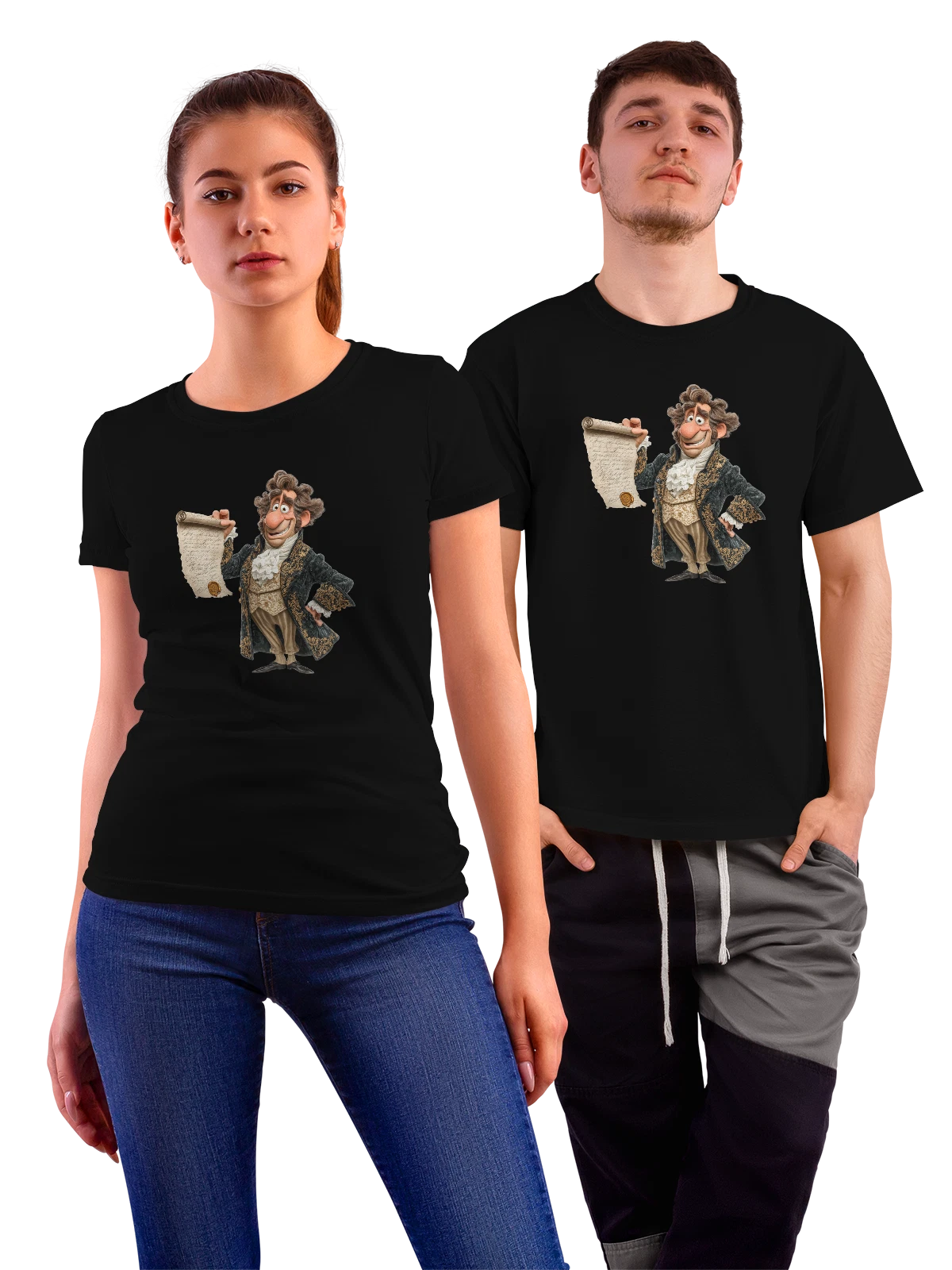 Футболка Театральный джентльмен с письмом и печатью чёрная с принтом — карнавальный костюм — Чёрная, фото 1