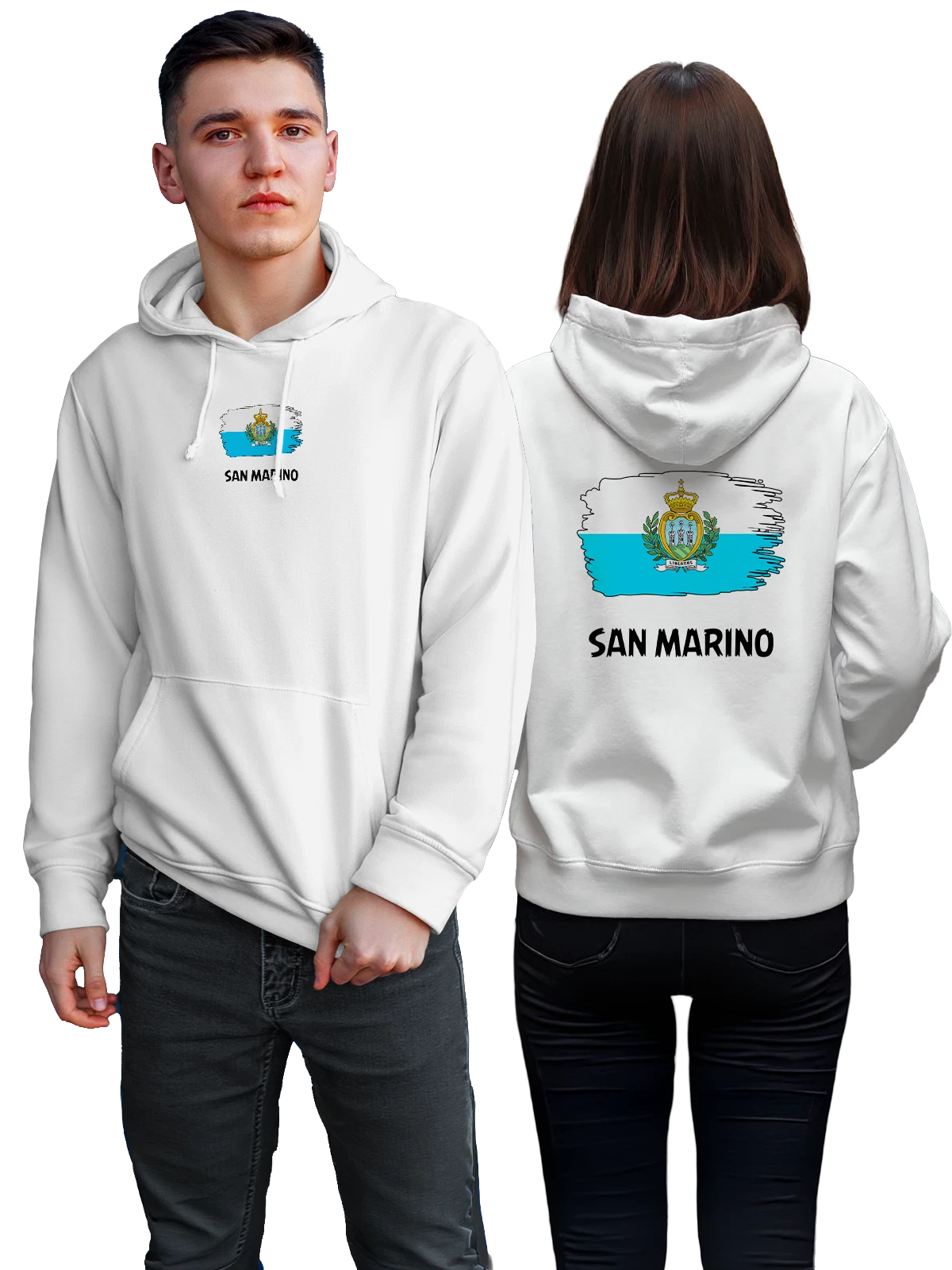 Худи с флагом Сан Марино San Marino белое с принтом — национальная символика — Белая, фото 1